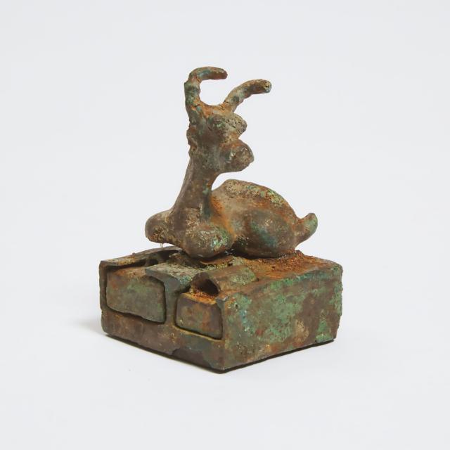 A Set of Three Bronze 'Antelope' Nesting Seals, Eastern Han Dynasty (AD 25-200)
