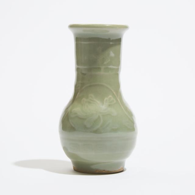 A Small Longquan Celadon 'Lotus' Vase, Song Dynasty (AD 960-1279)