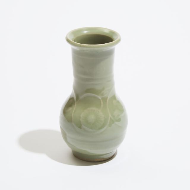 A Small Longquan Celadon 'Lotus' Vase, Song Dynasty (AD 960-1279)