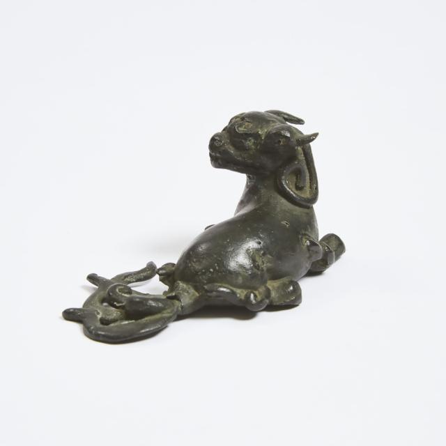 A Chinese Bronze 'Mythical Beast' Paperweight, Ming Dynasty