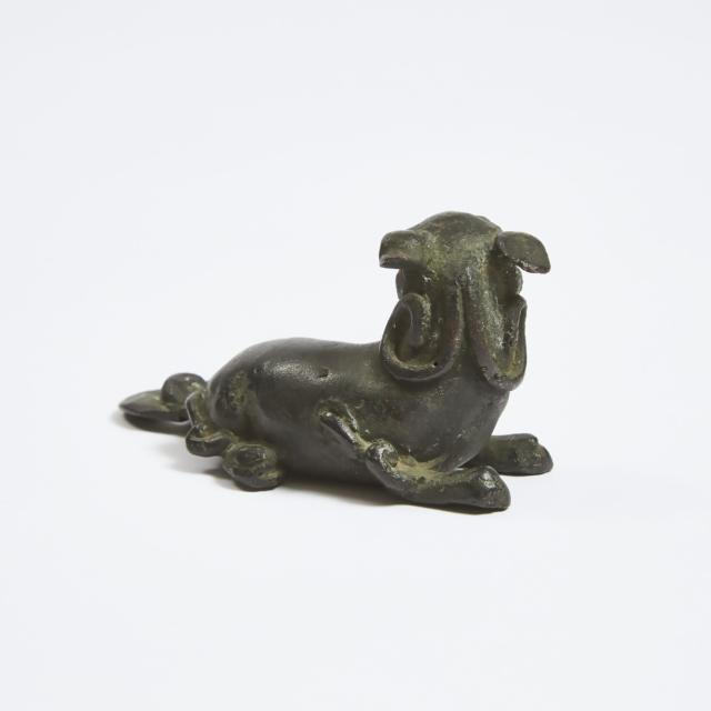 A Chinese Bronze 'Mythical Beast' Paperweight, Ming Dynasty