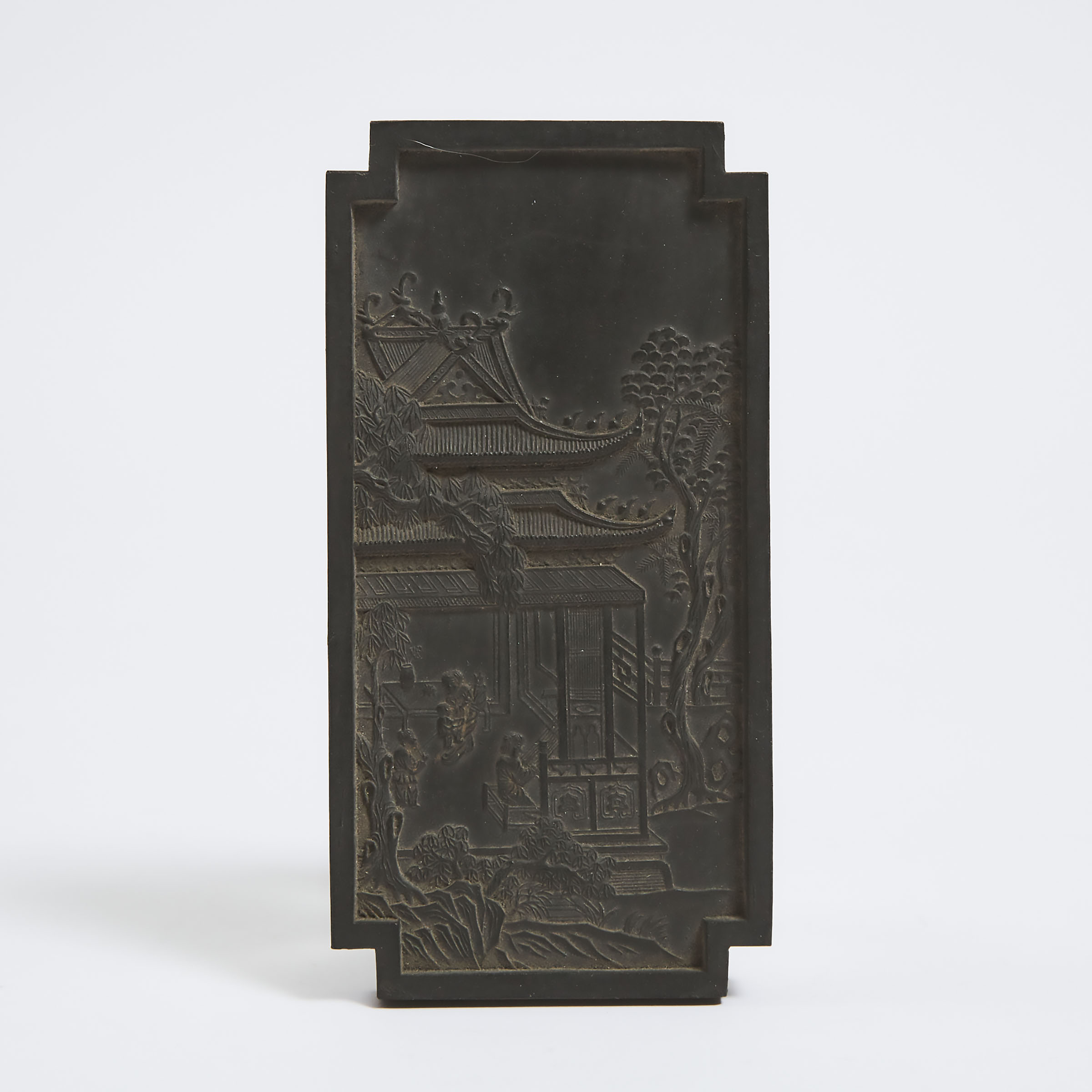 A Carved 'Landscape' Inkstone, Qianlong Mark, Early 20th Century