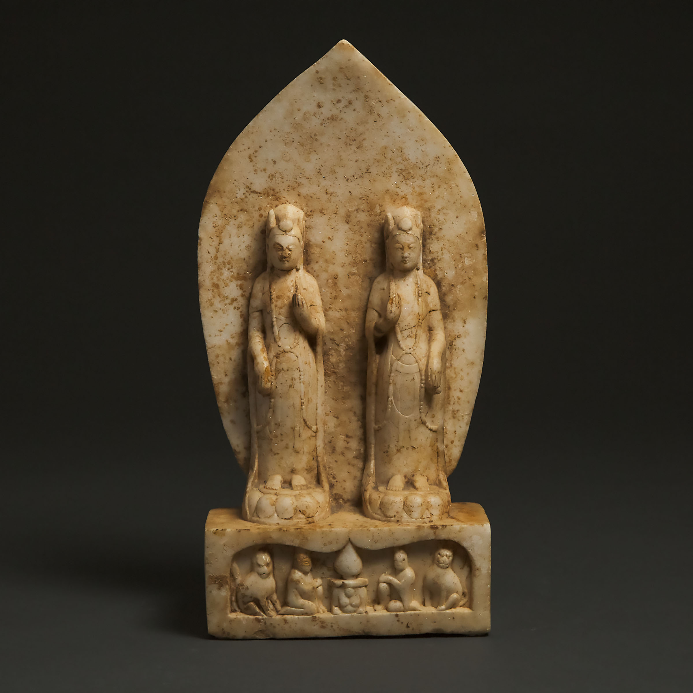 A White Marble Buddhist Stele of Two Bodhisattvas, Northern Qi Dynasty (AD 550-577)