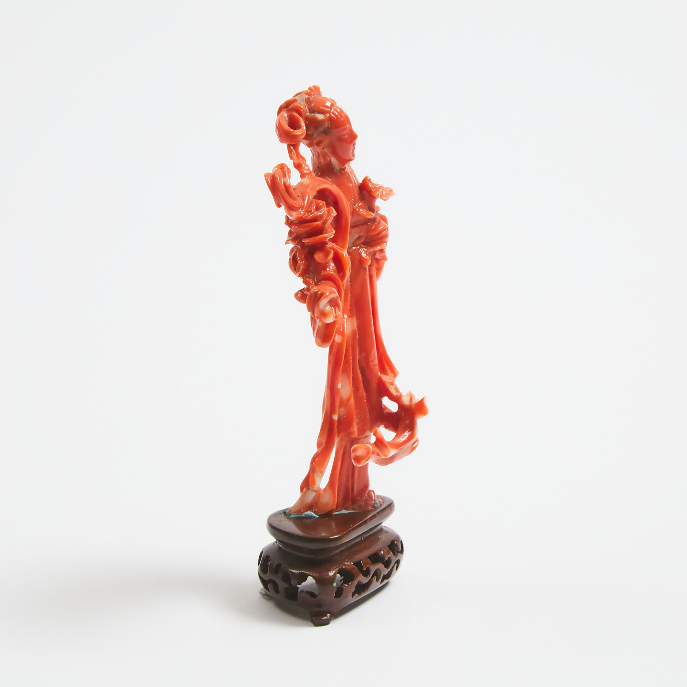 A Coral Figure of a Lady, Qing Dynasty, 19th/20th Century 