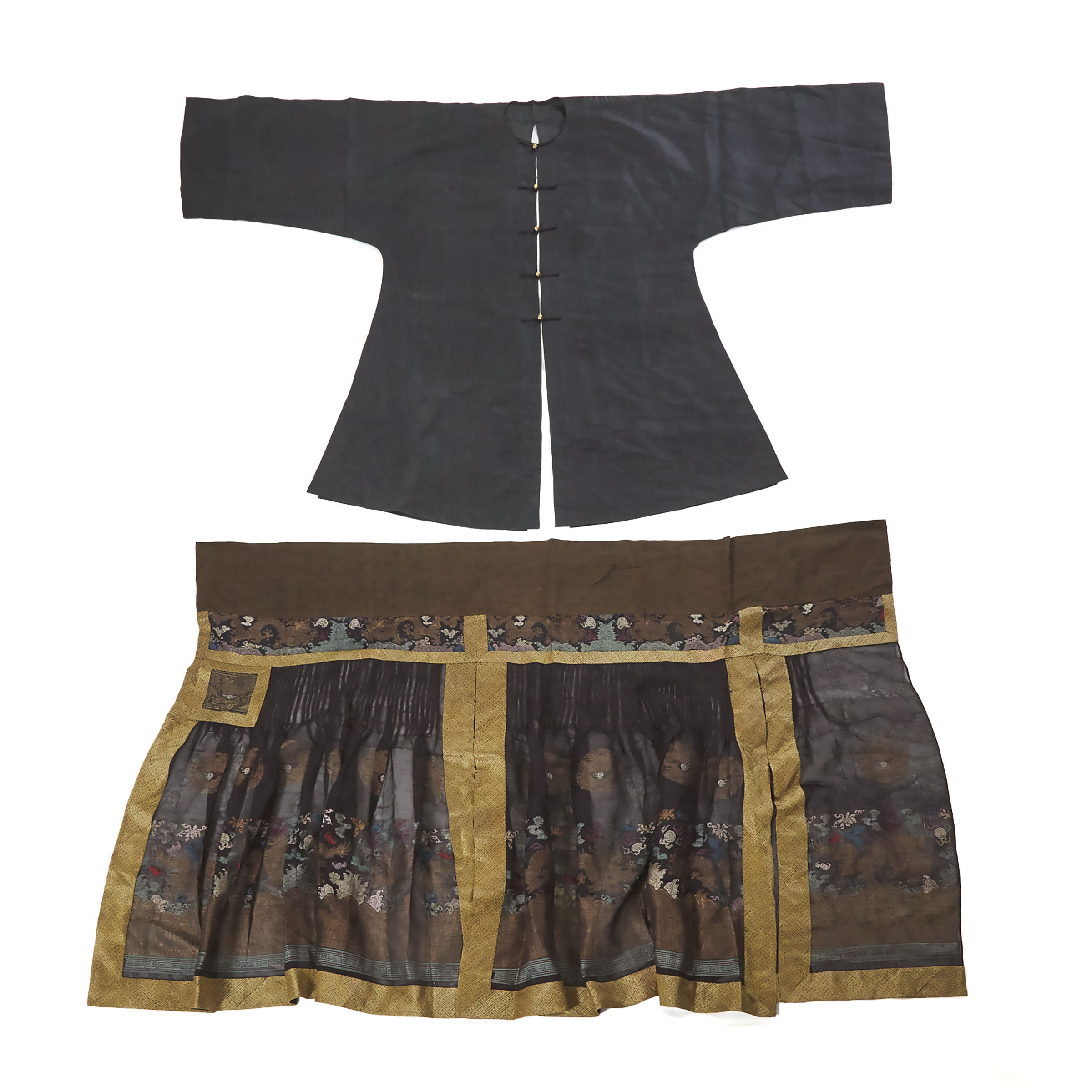 A Black-Ground Summer Gauze Jacket, Together With an Embroidered Gauze Skirt