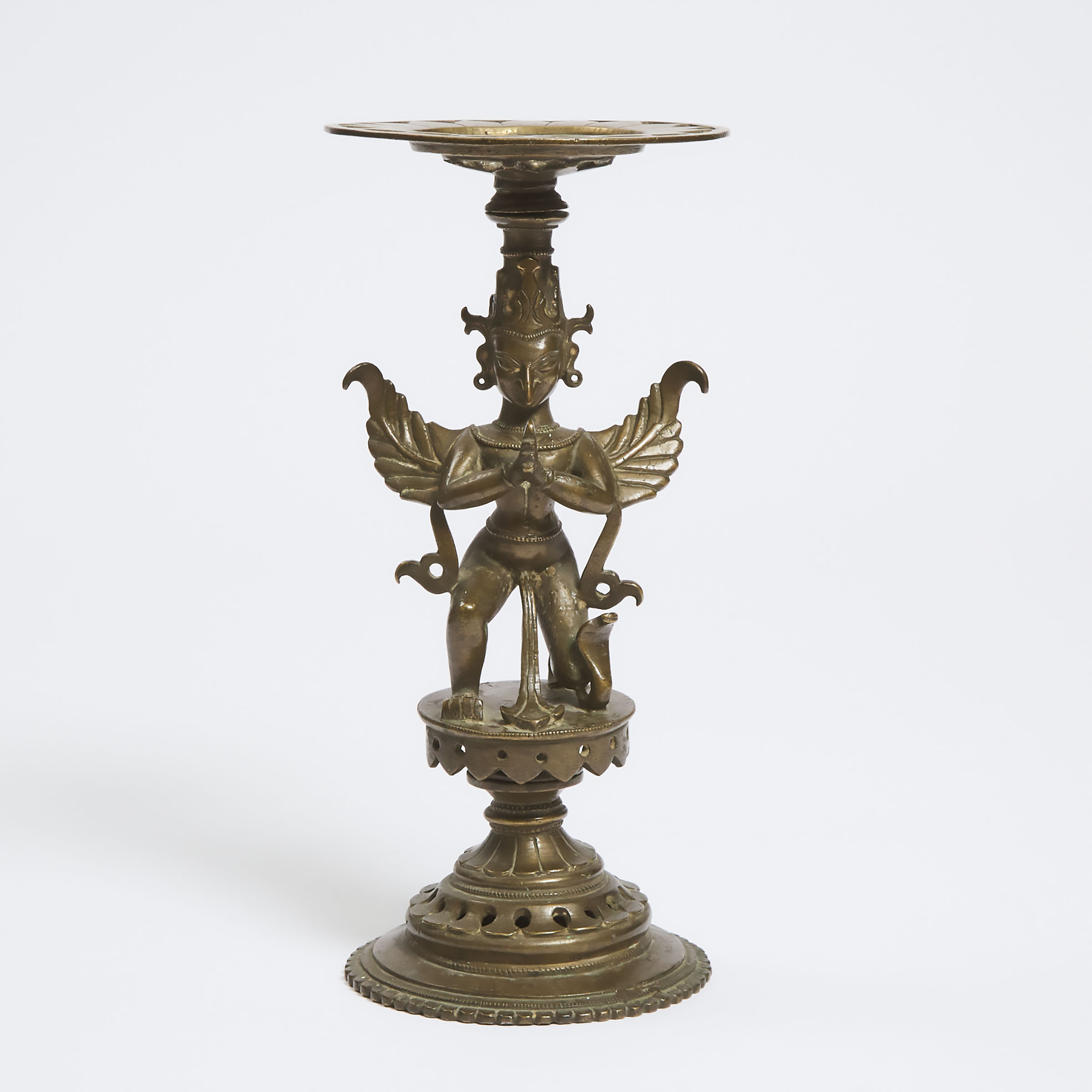 A Large Indian Bronze Garuda Lamp Stand, 18th/19th Century