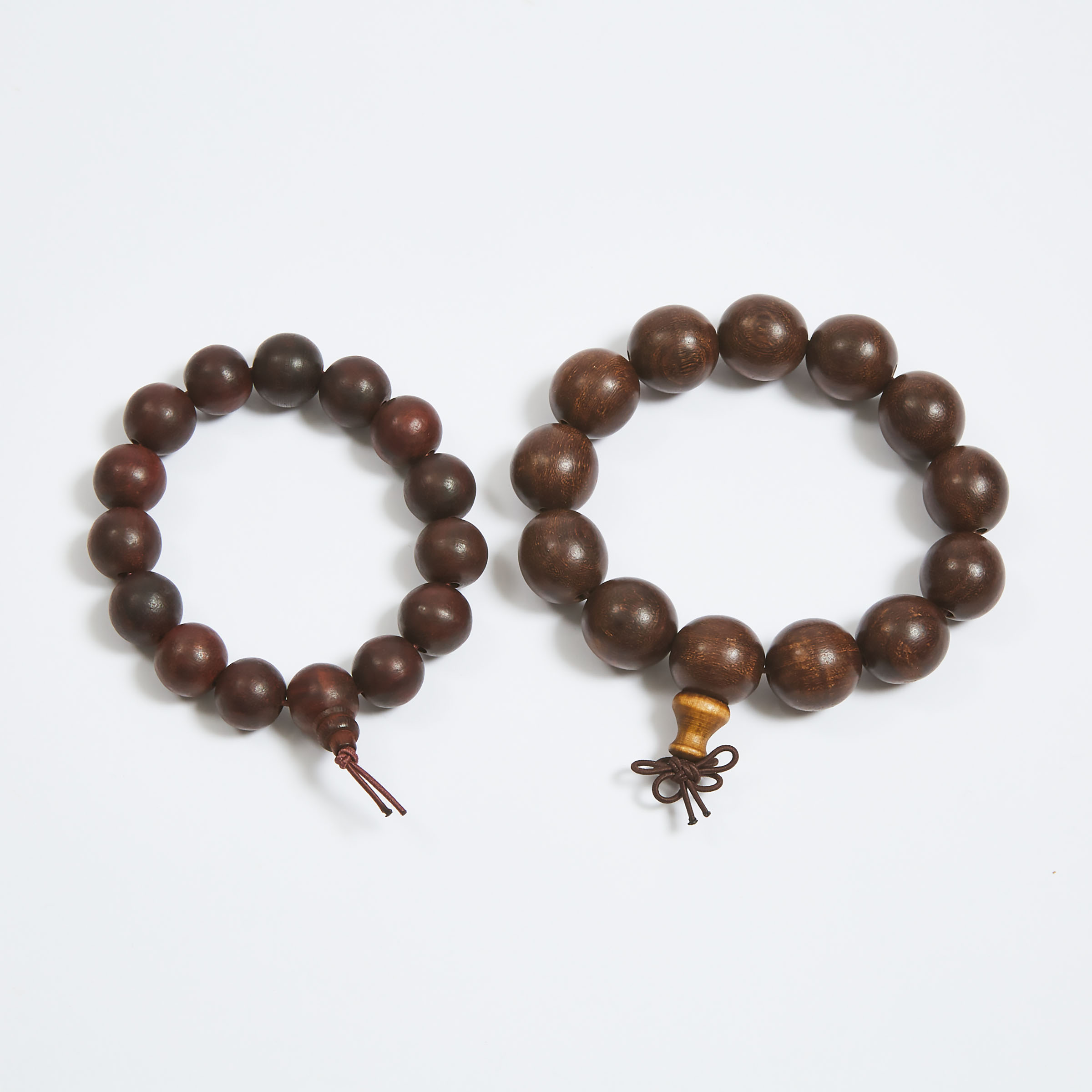 Two Strands of Hardwood Beaded Bracelets, Republican Period, Early to Mid 20th Century