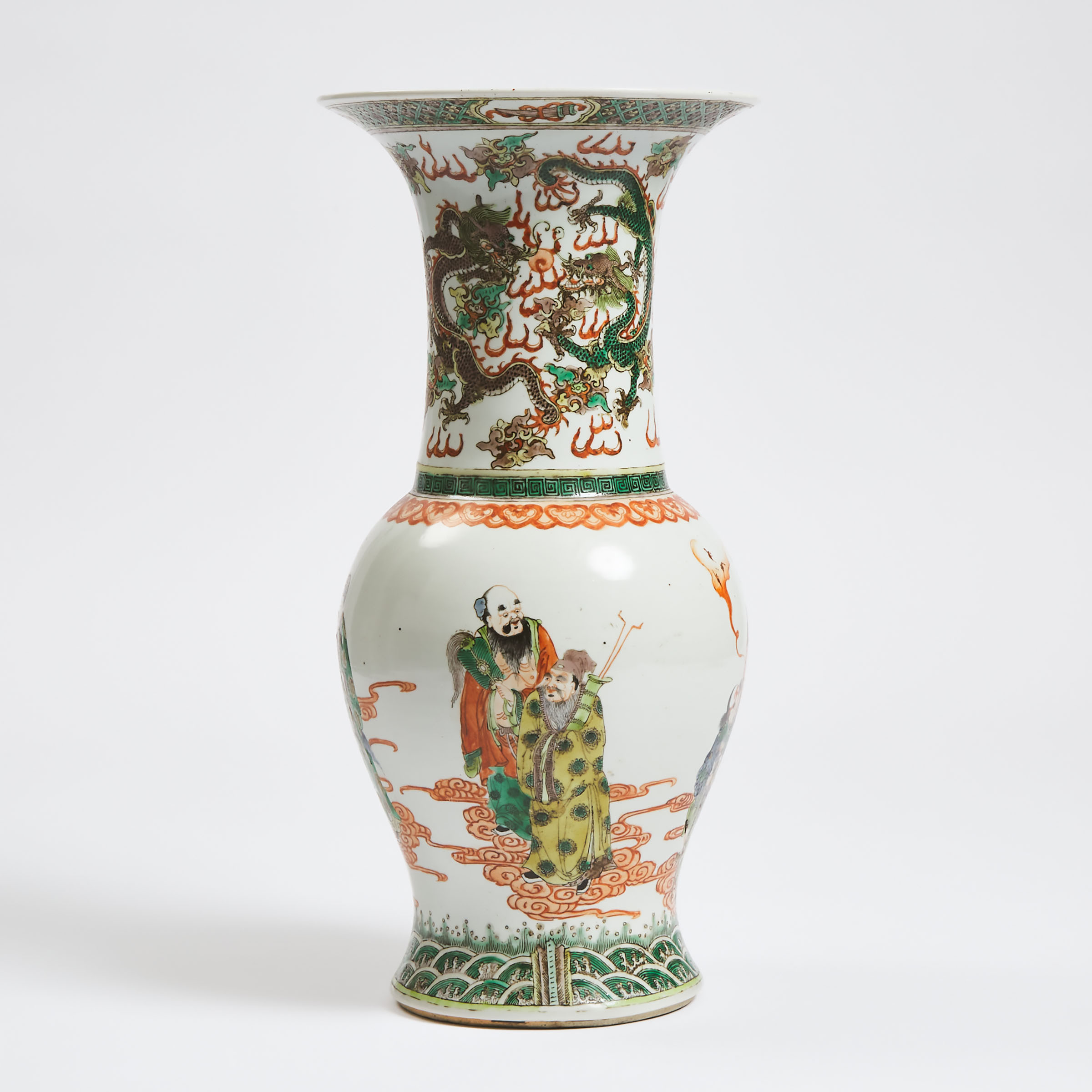 A Wucai 'Phoenix-Tail' Vase, Kangxi Mark, 19th Century