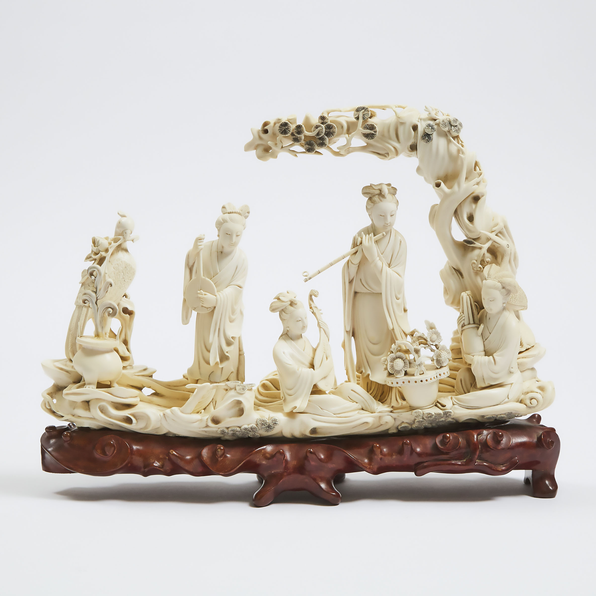 A Chinese Carved Ivory Group of Female Musicians, Early 20th Century