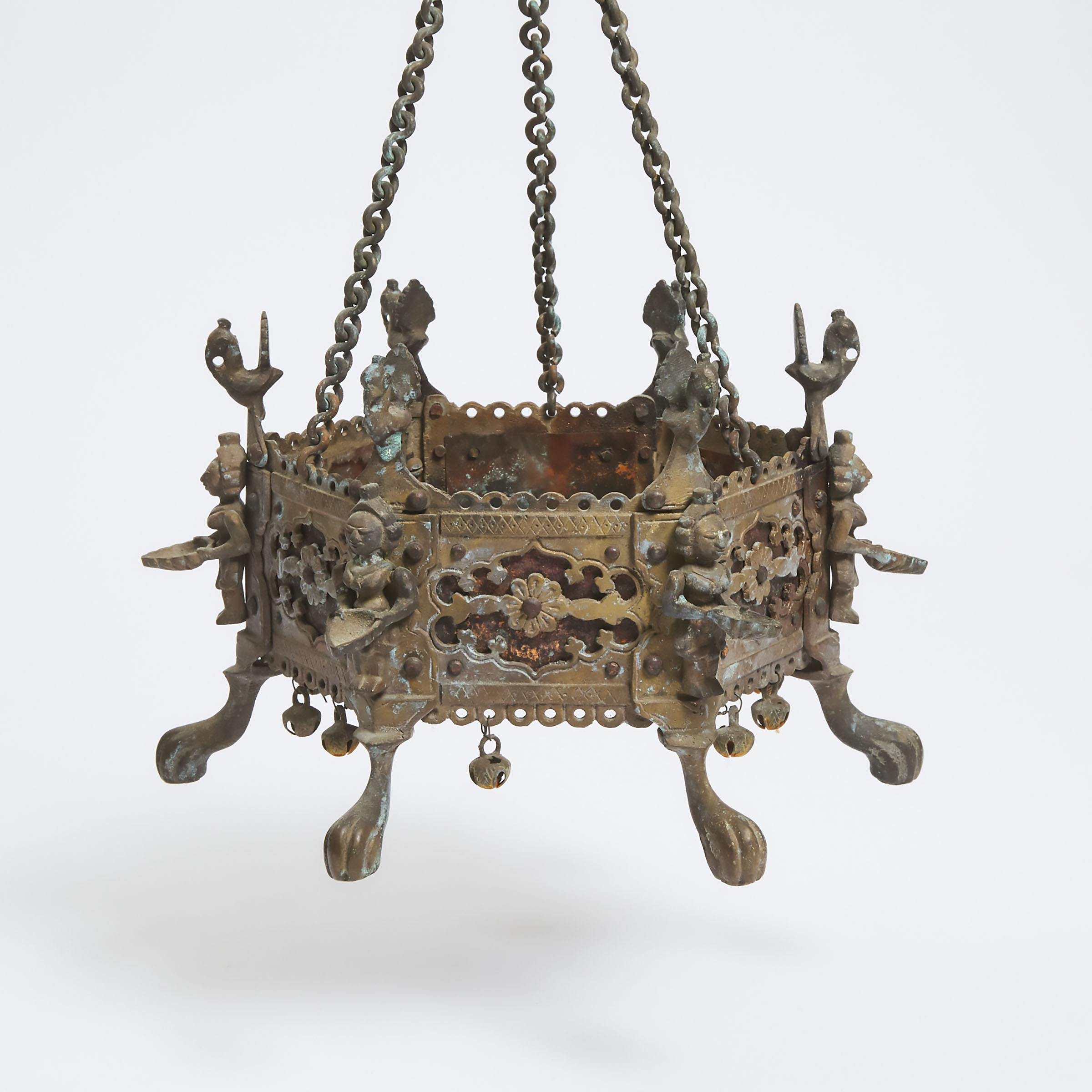 A Large Indian Bronze Hanging Censer, 19th Century