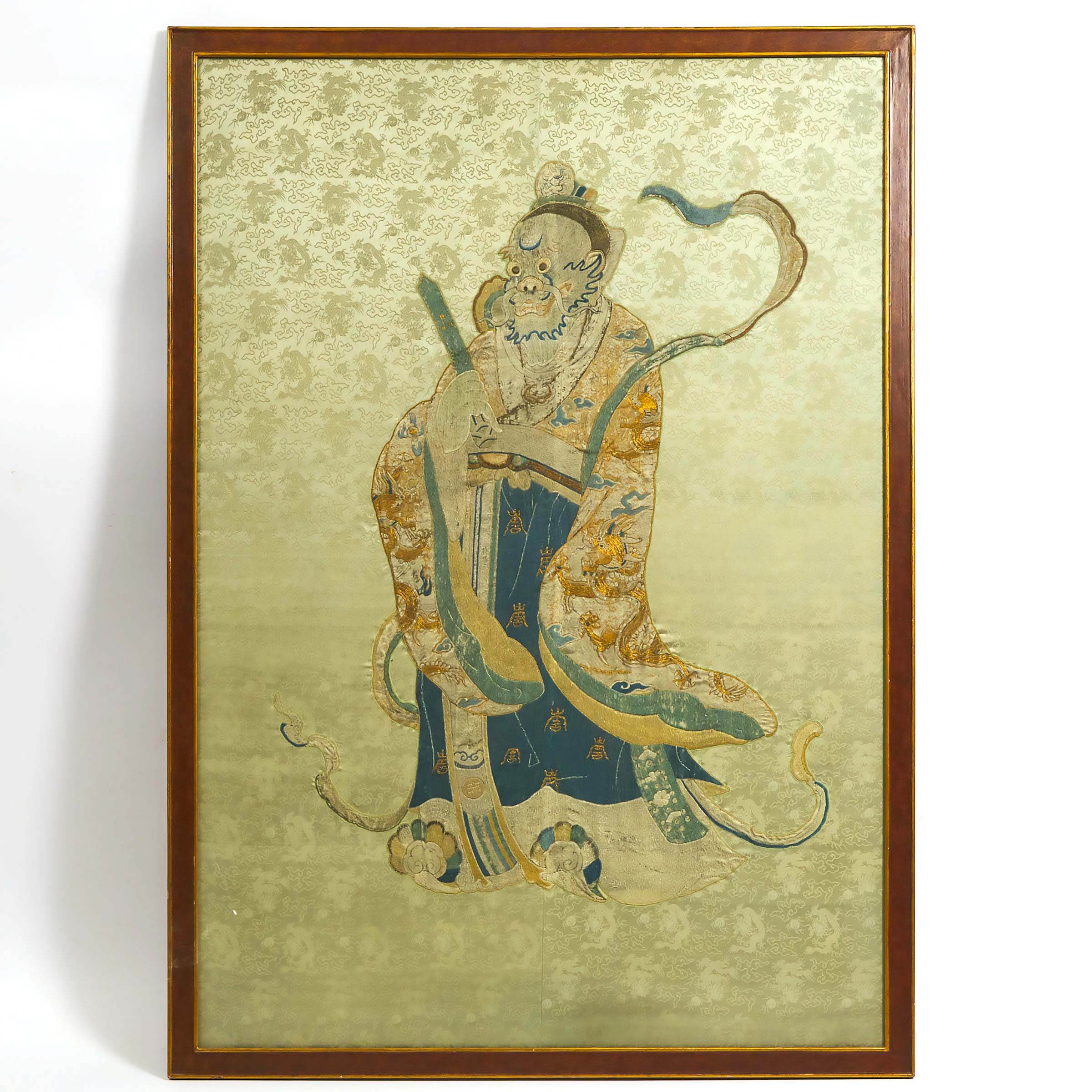 A Large Embroidered Silk Panel of the Dragon King, 18th/19th Century