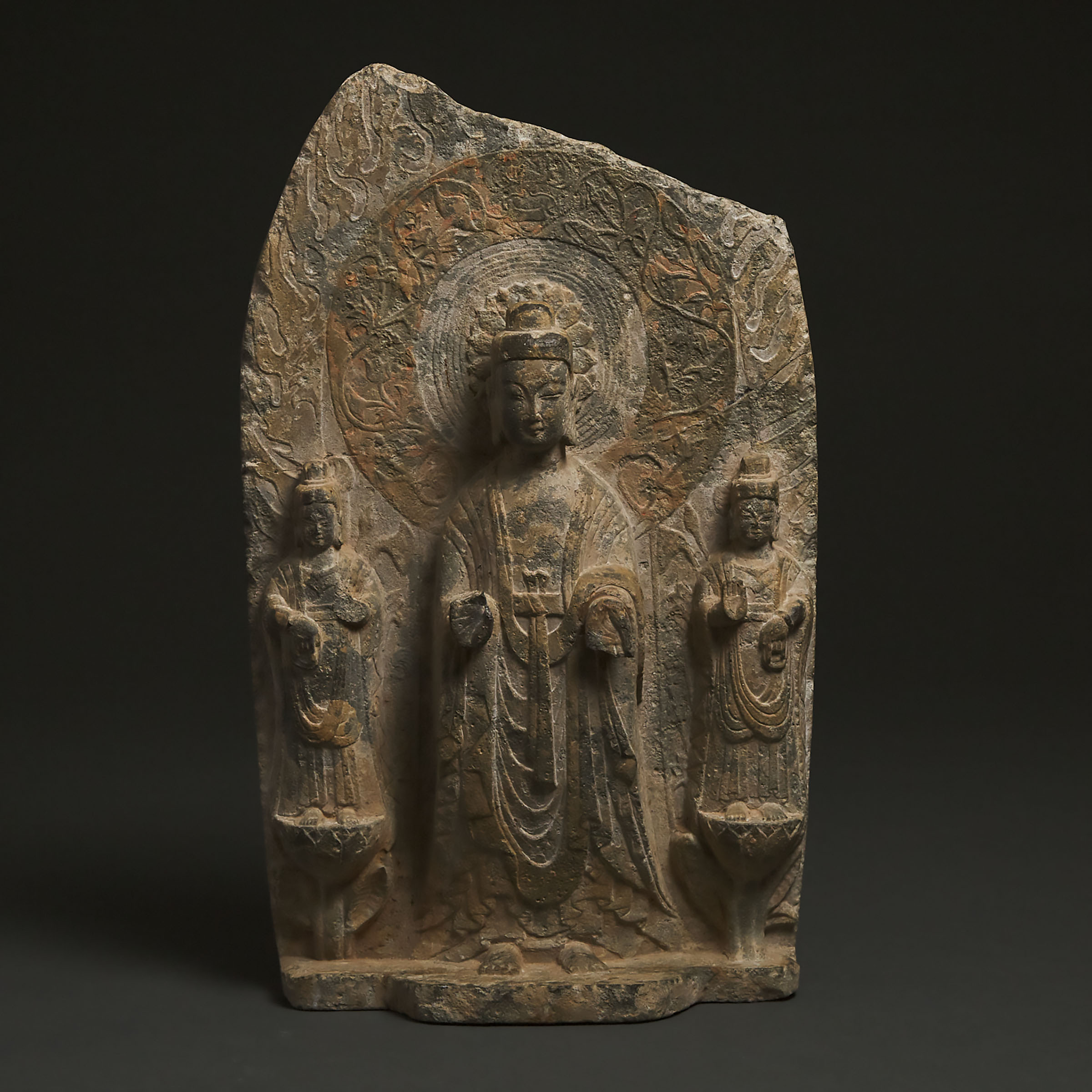 A Grey Limestone Buddhist Stele of Shakyamuni, Northern Qi Dynasty (AD 550-577)