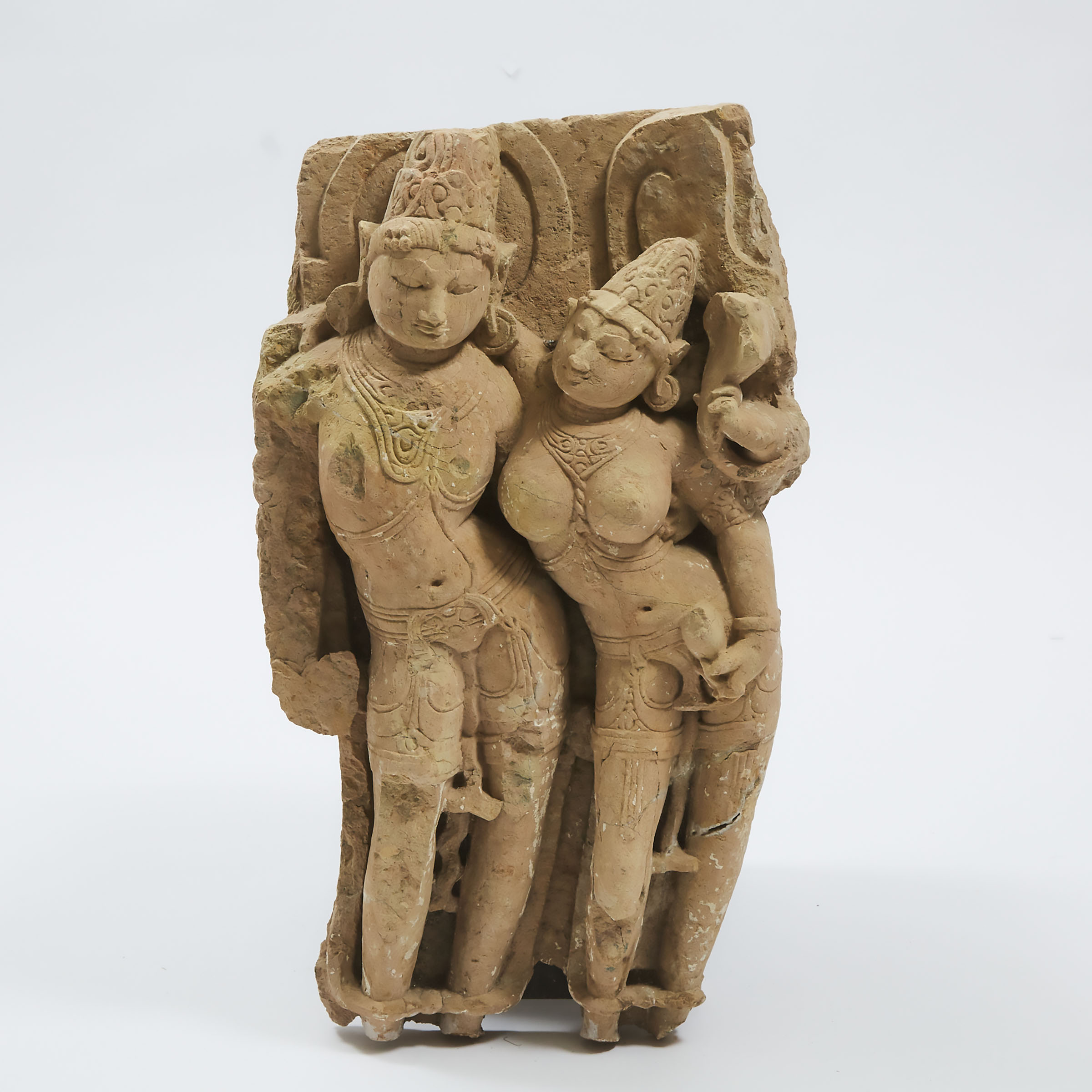 A Large Indian Stone Carving of a Pair of Male and Female Deities, 12th Century or Later