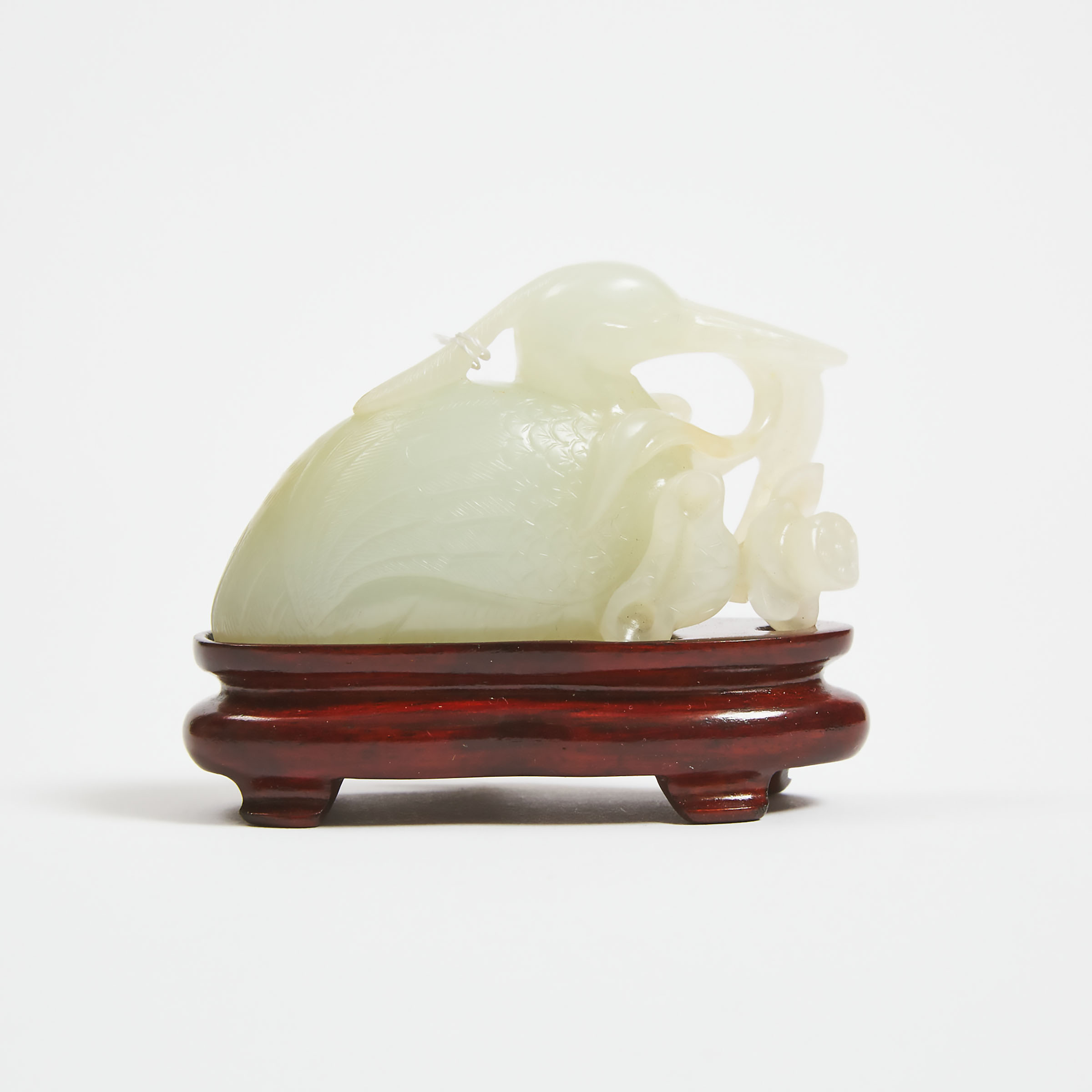 A White Jade Carving of an Egret, Qing Dynasty, 19th Century