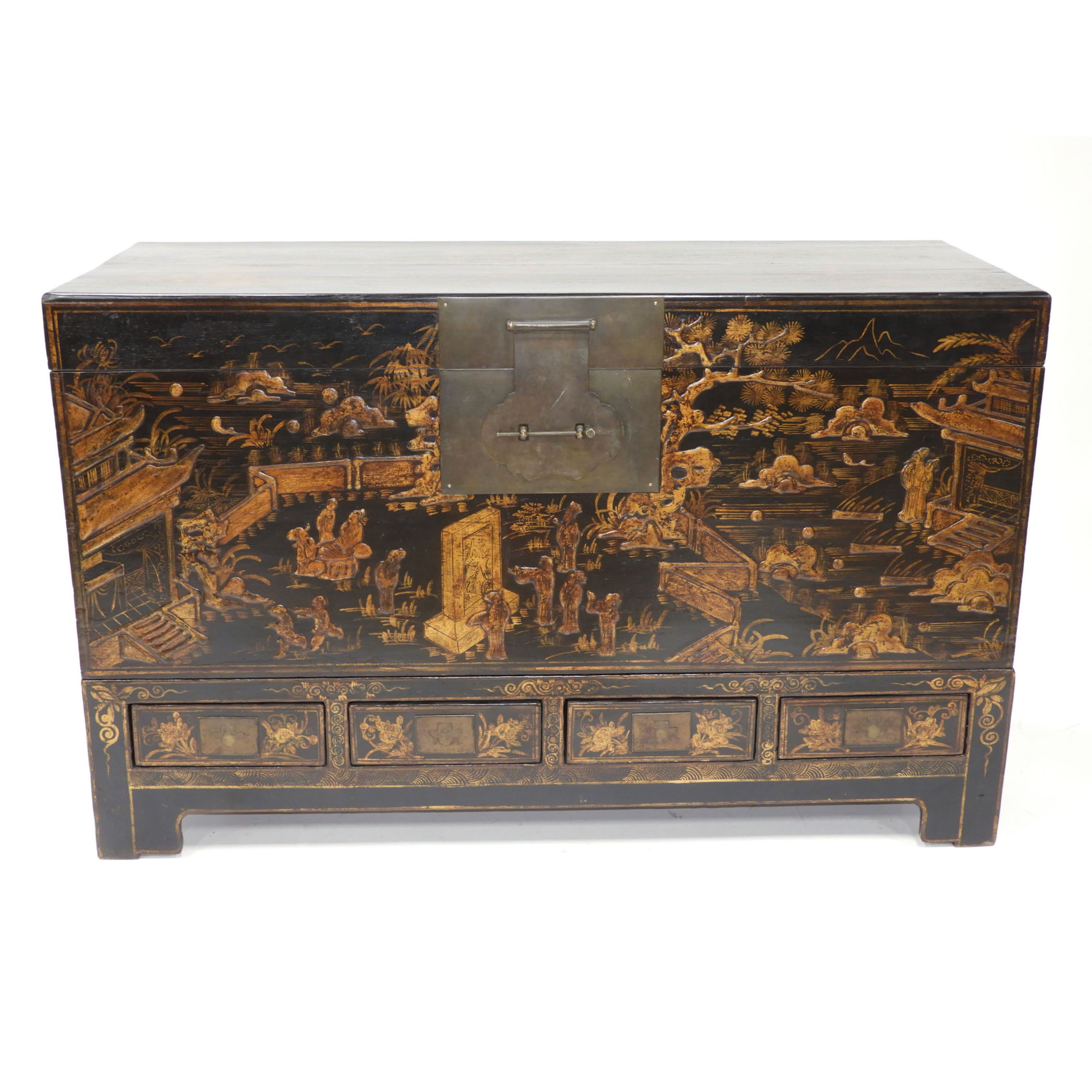 A Large Chinese Gilt and Black Lacquer Storage Chest, Early to Mid 20th Century