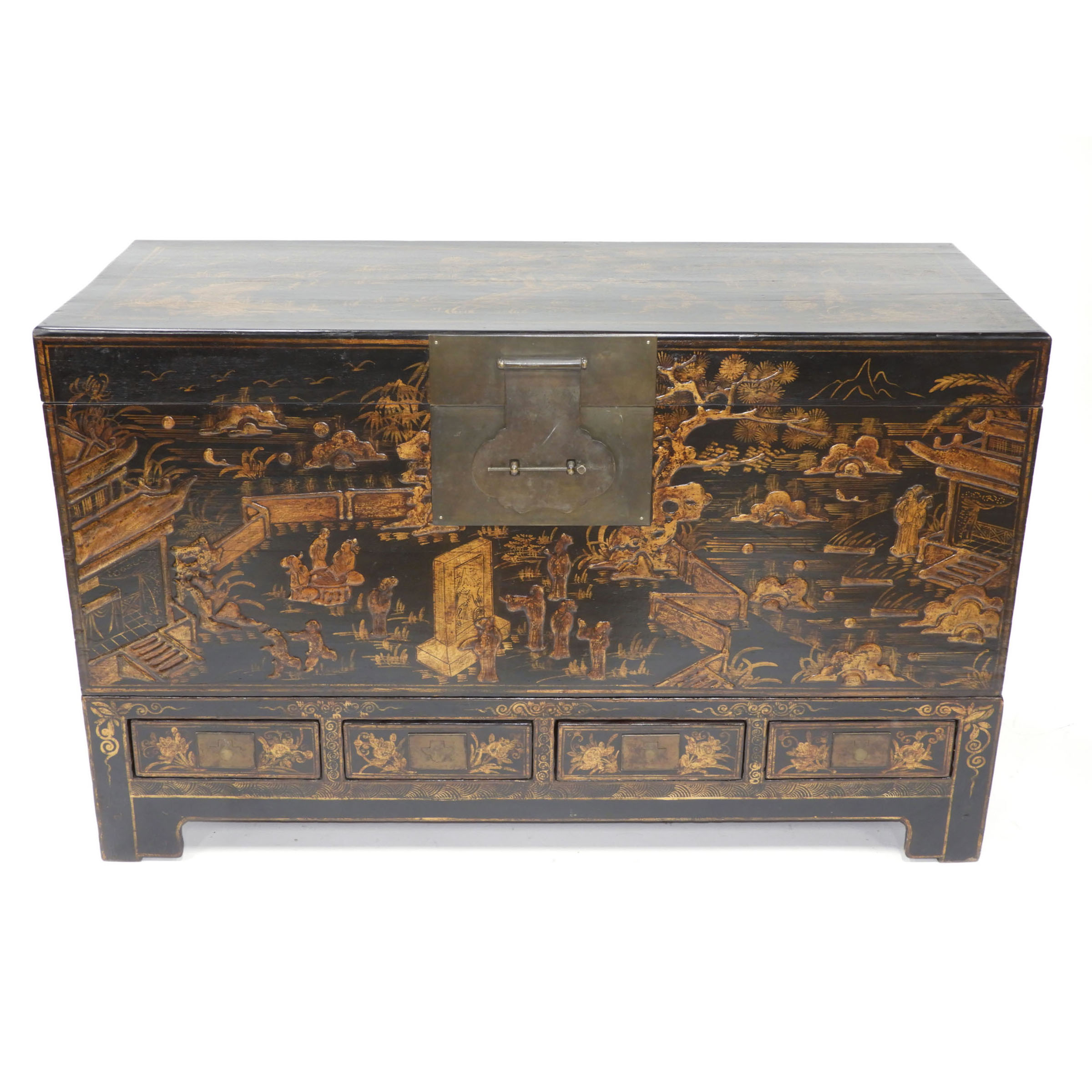 A Large Chinese Gilt and Black Lacquer Storage Chest, Early to Mid 20th Century
