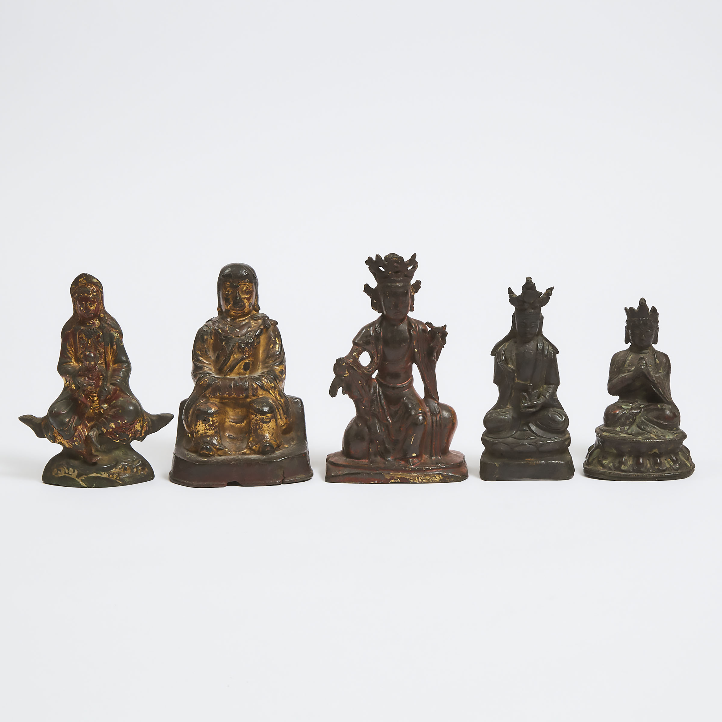 A Group of Five Bronze Figures, Ming Dynasty, 16th/17th Century