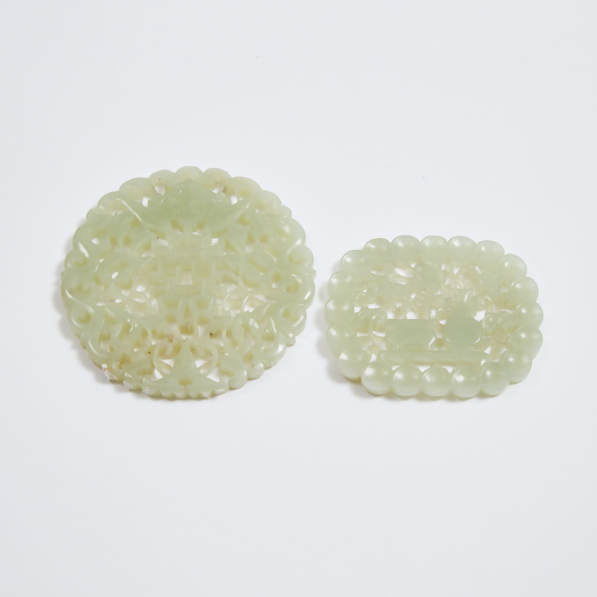 Two White Jade Reticulated Plaques, Qing Dynasty, 19th Century