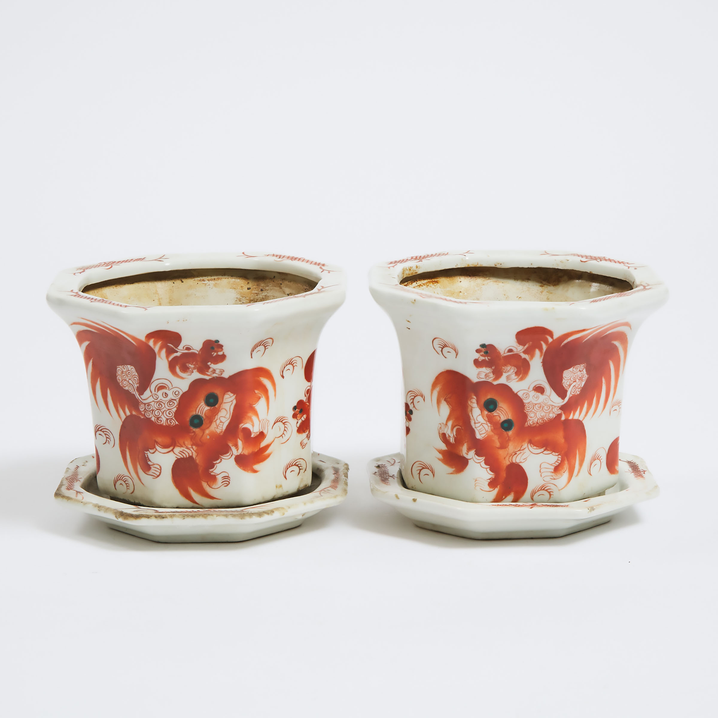 A Pair of Iron-Red 'Taishi Shaobao' Planters, Republican Period