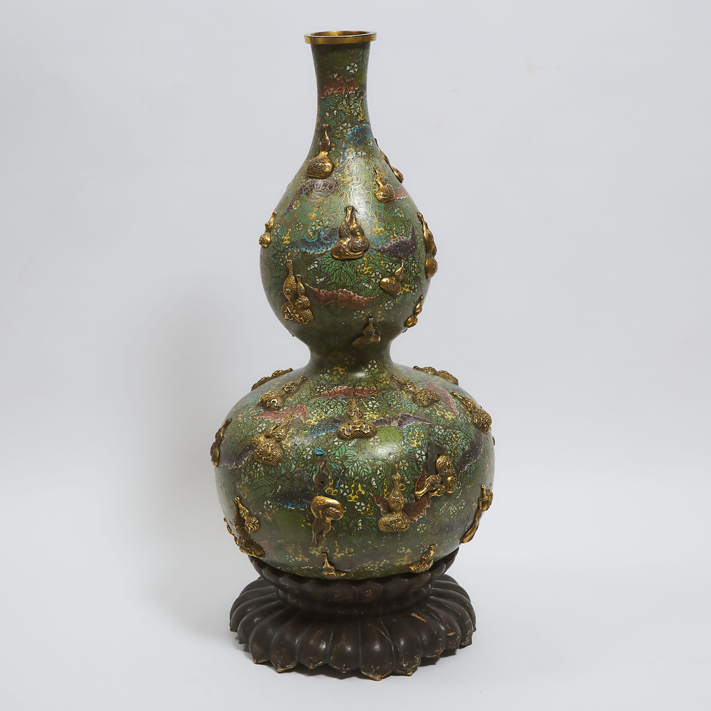 A Large Cloisonné Enameled and Gilt Bronze-Inlaid Double-Gourd Vase, 18th/19th Century