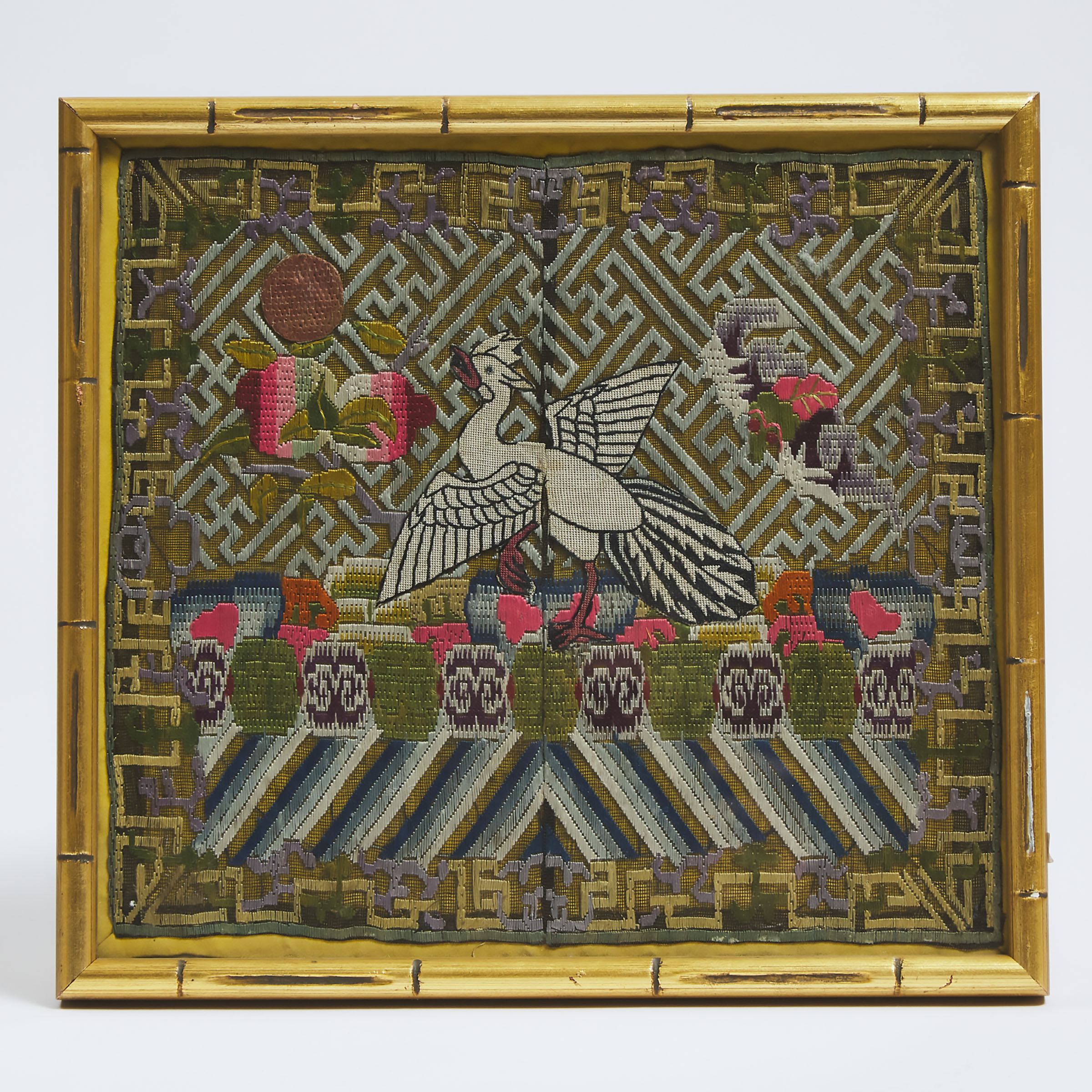 An Embroidered Official's Rank Badge of a Silver Pheasant, Late Qing Dynasty