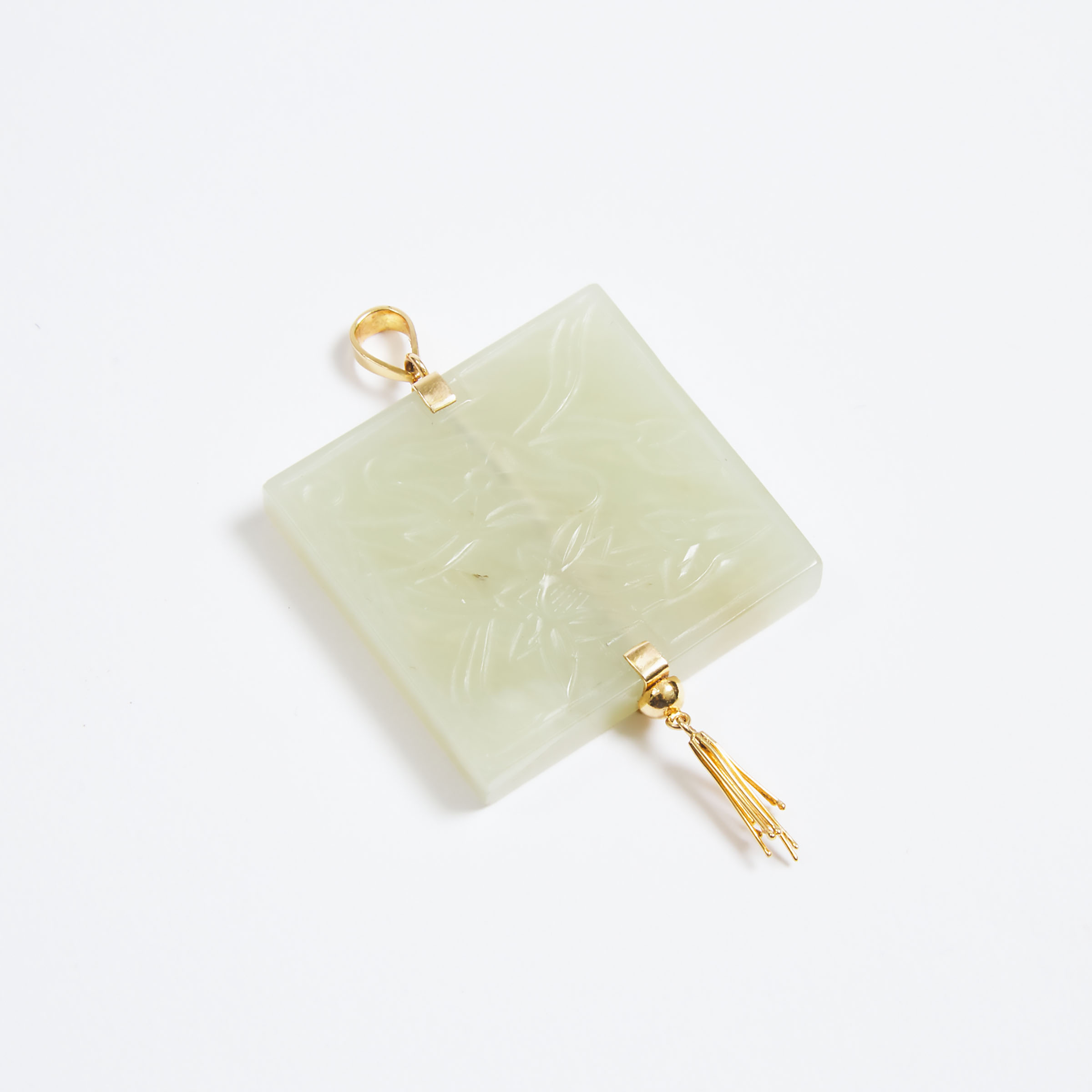 A White Jade 'Chilong' Square Pendant, Ming Dynasty, 16th/17th Century