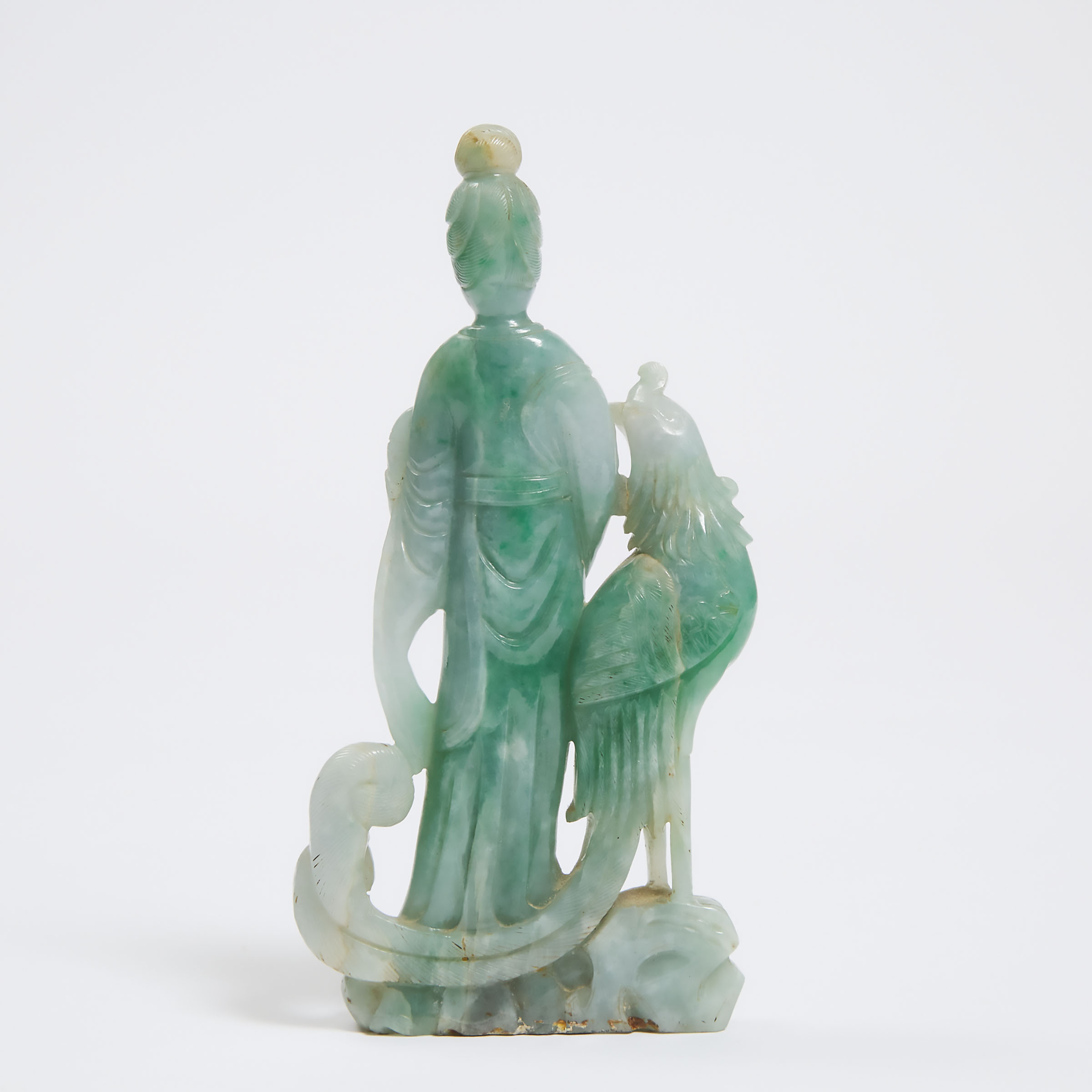 A Jadeite Carving of a 'Magu' with Phoenix, Late 19th/Early 20th Century