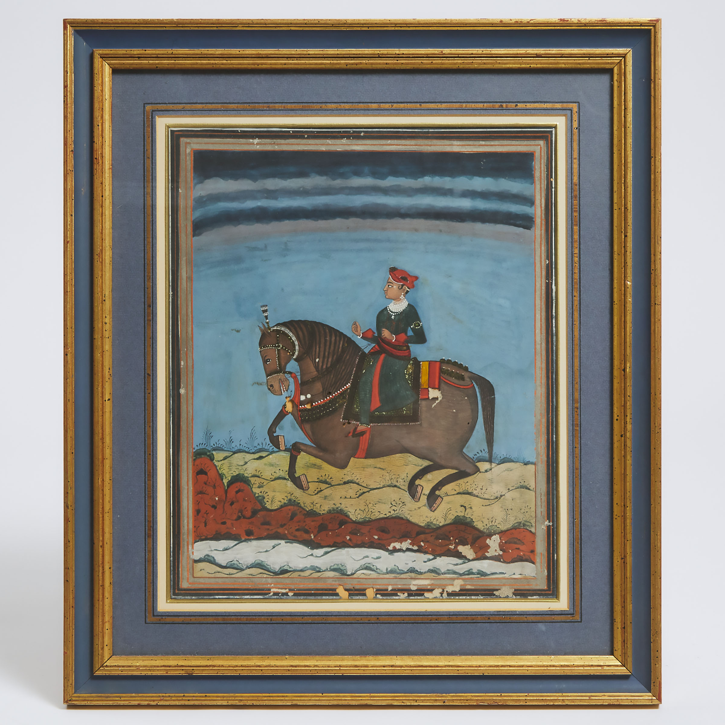 An Indian Equestrian Portrait of a Prince, 18th Century