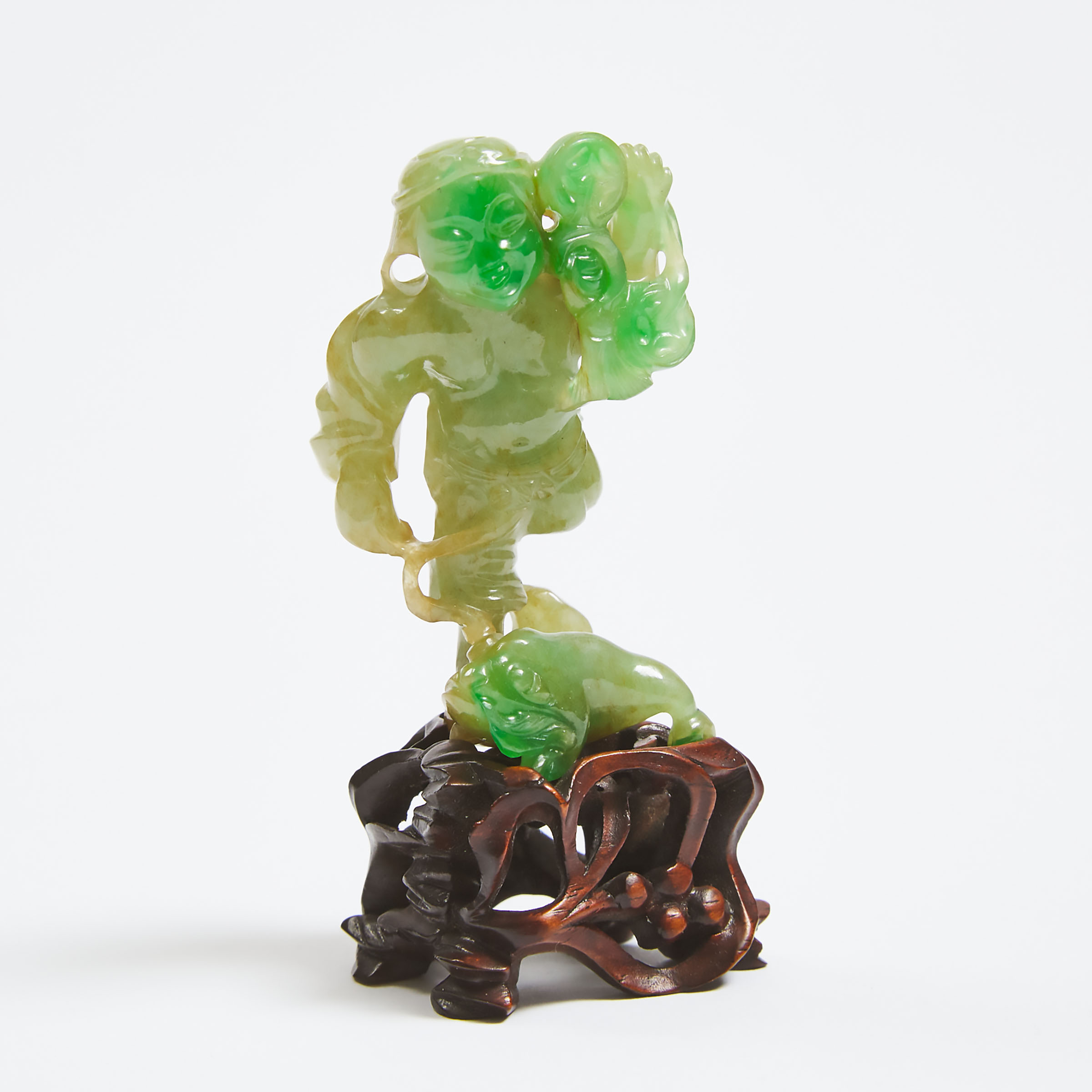 A Jadeite Carving of 'Liu Hai and Toad', 19th Century