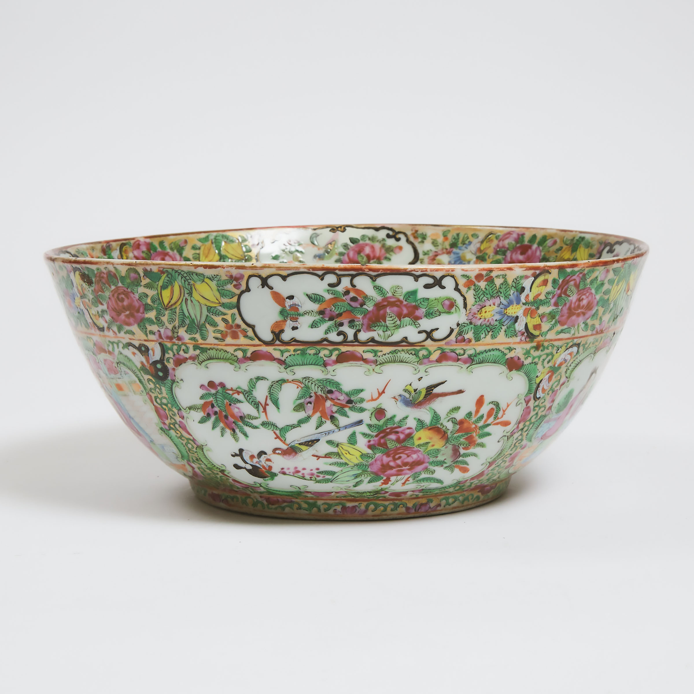 A Canton Famille Rose Punch Bowl, Early 19th Century