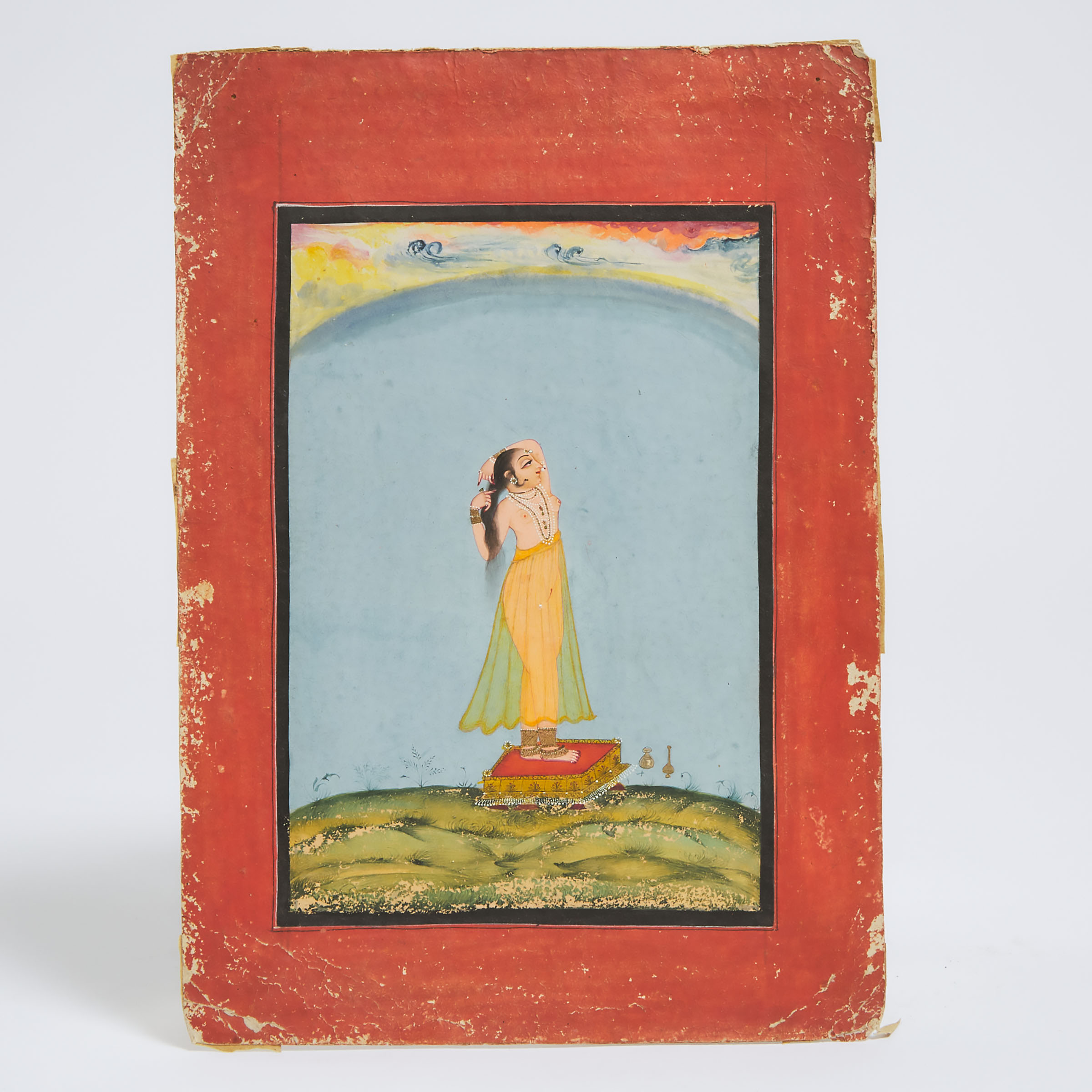 An Indian Painting of a Standing Female Courtesan, 18th Century