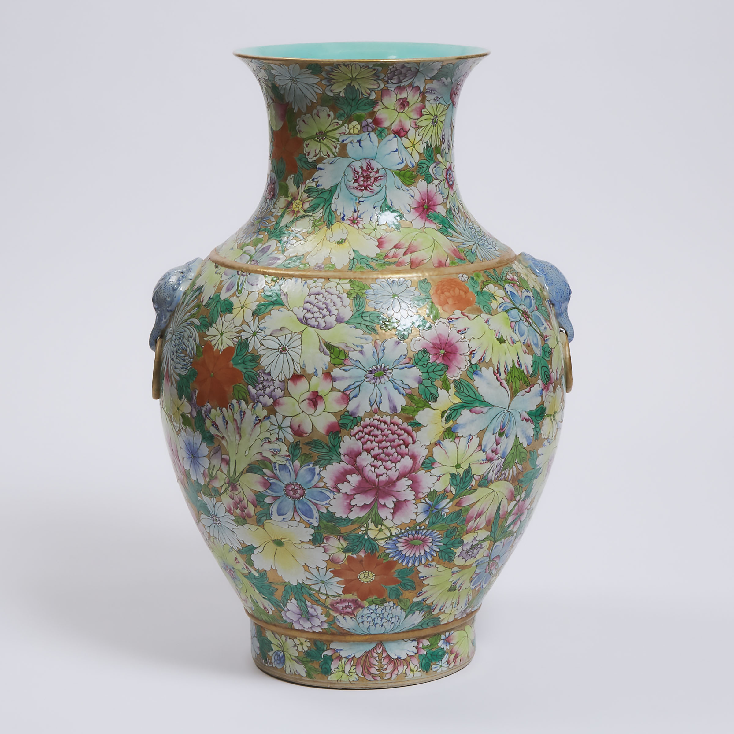 A Large Famille Rose 'Millefleur' Vase, Qianlong Mark, Republican Period
