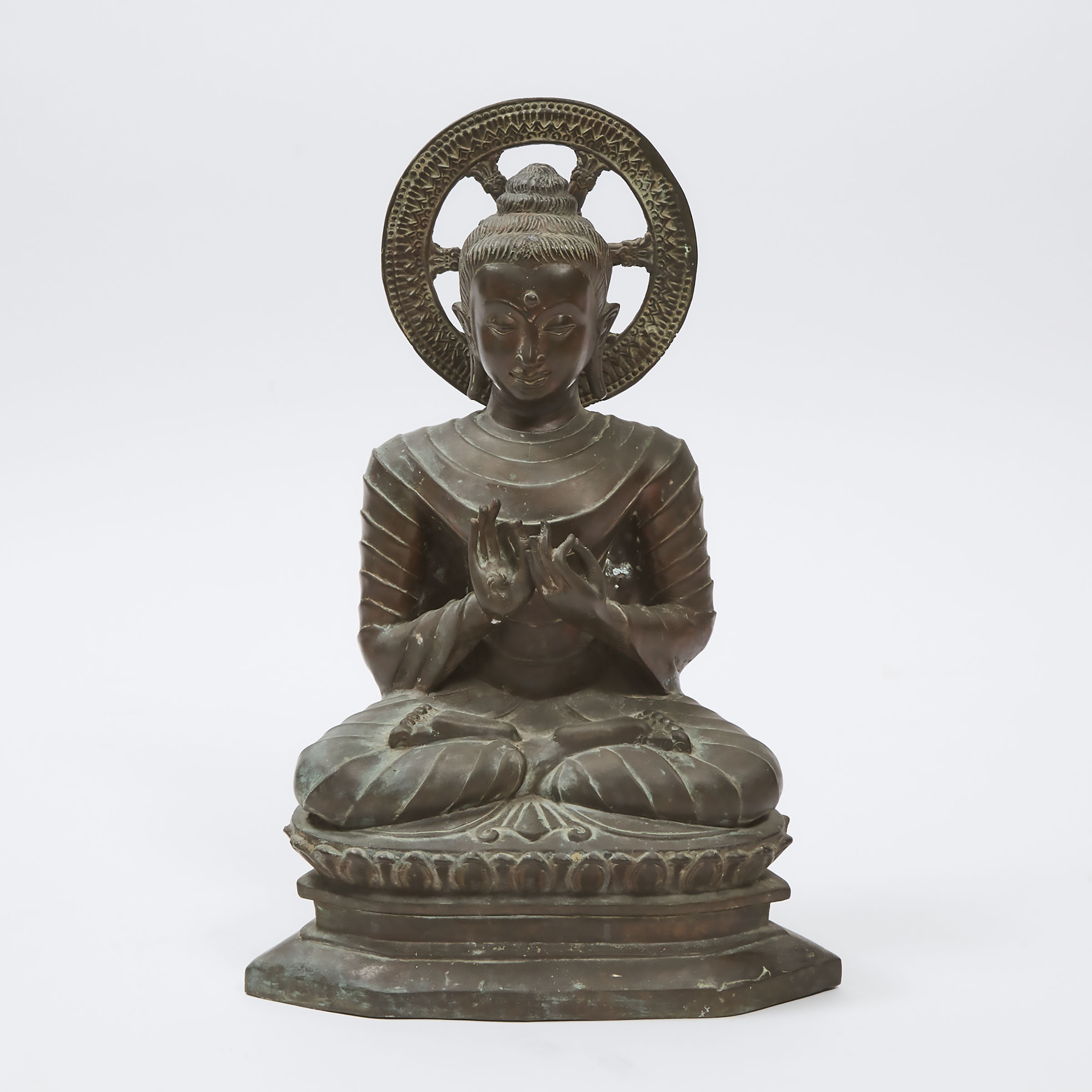 A Large Bronze Seated Figure of Buddha, Northern Thailand, 19th Century