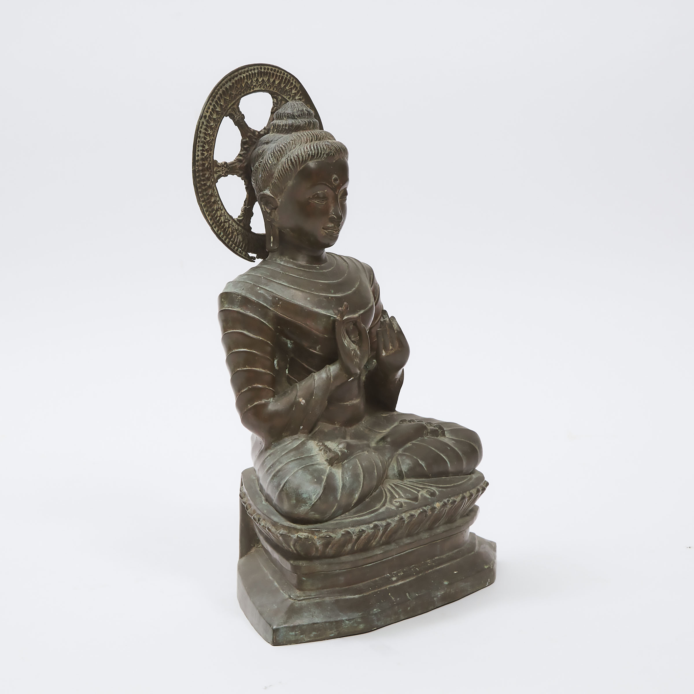 A Large Bronze Seated Figure of Buddha, Northern Thailand, 19th Century