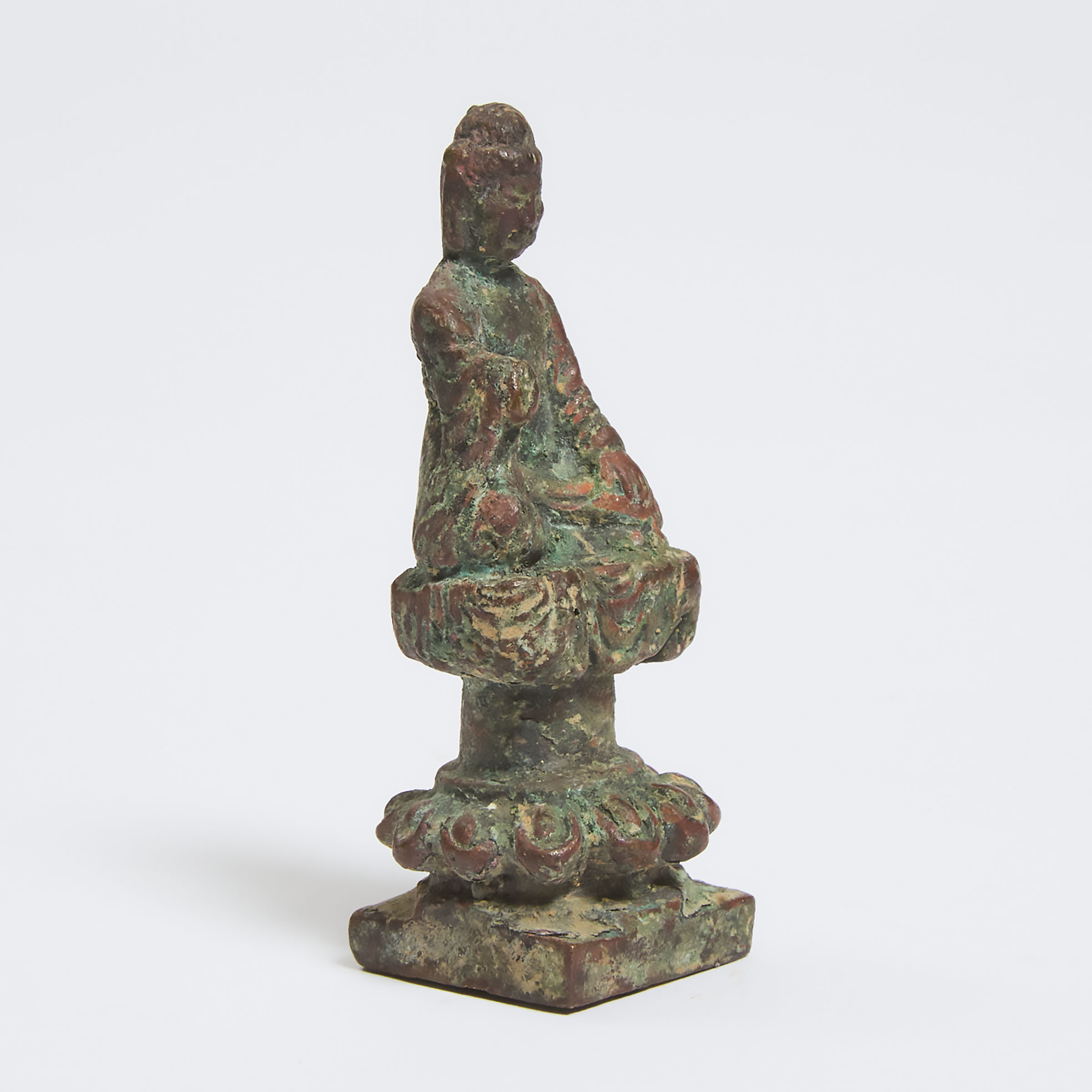 A Small Bronze Figure of a Seated Buddha, Tang Dynasty (AD 618-907)