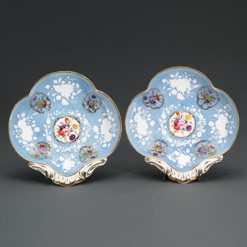 Pair of English Porcelain Shell Dishes, c.1825