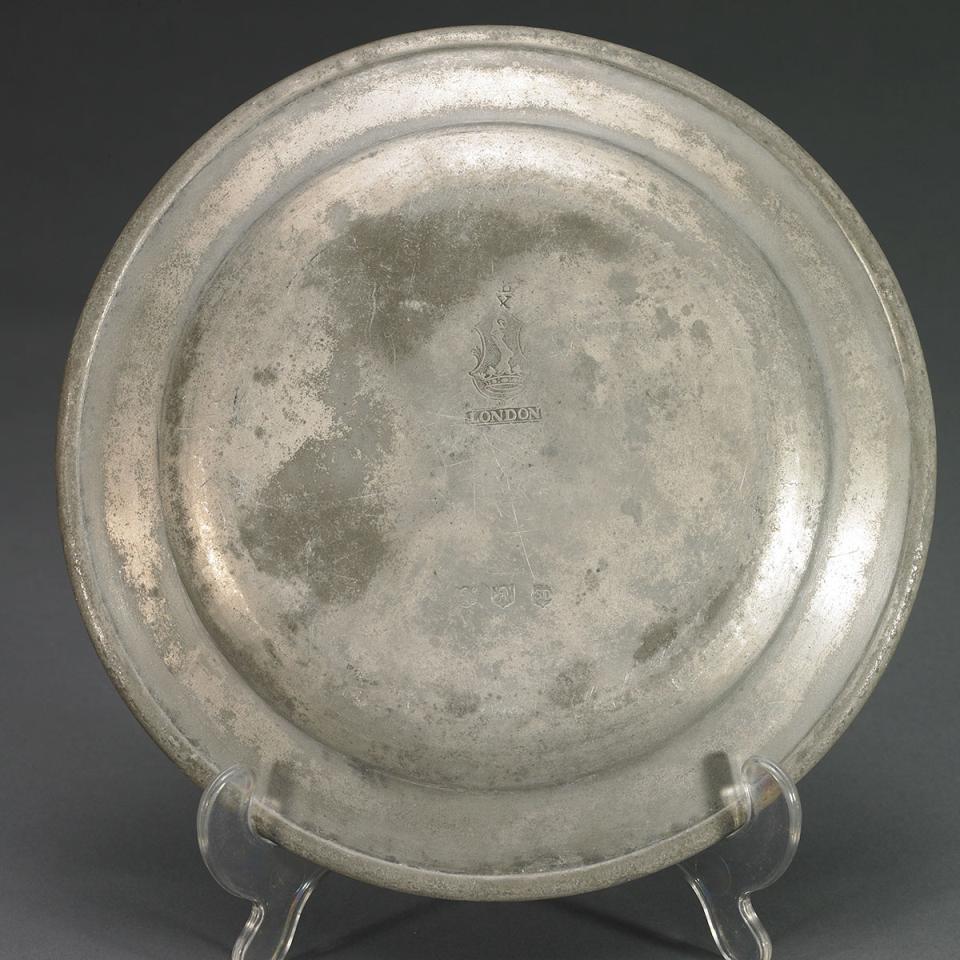 Six English Pewter Plates, Samuel Duncombe, mid-18th century