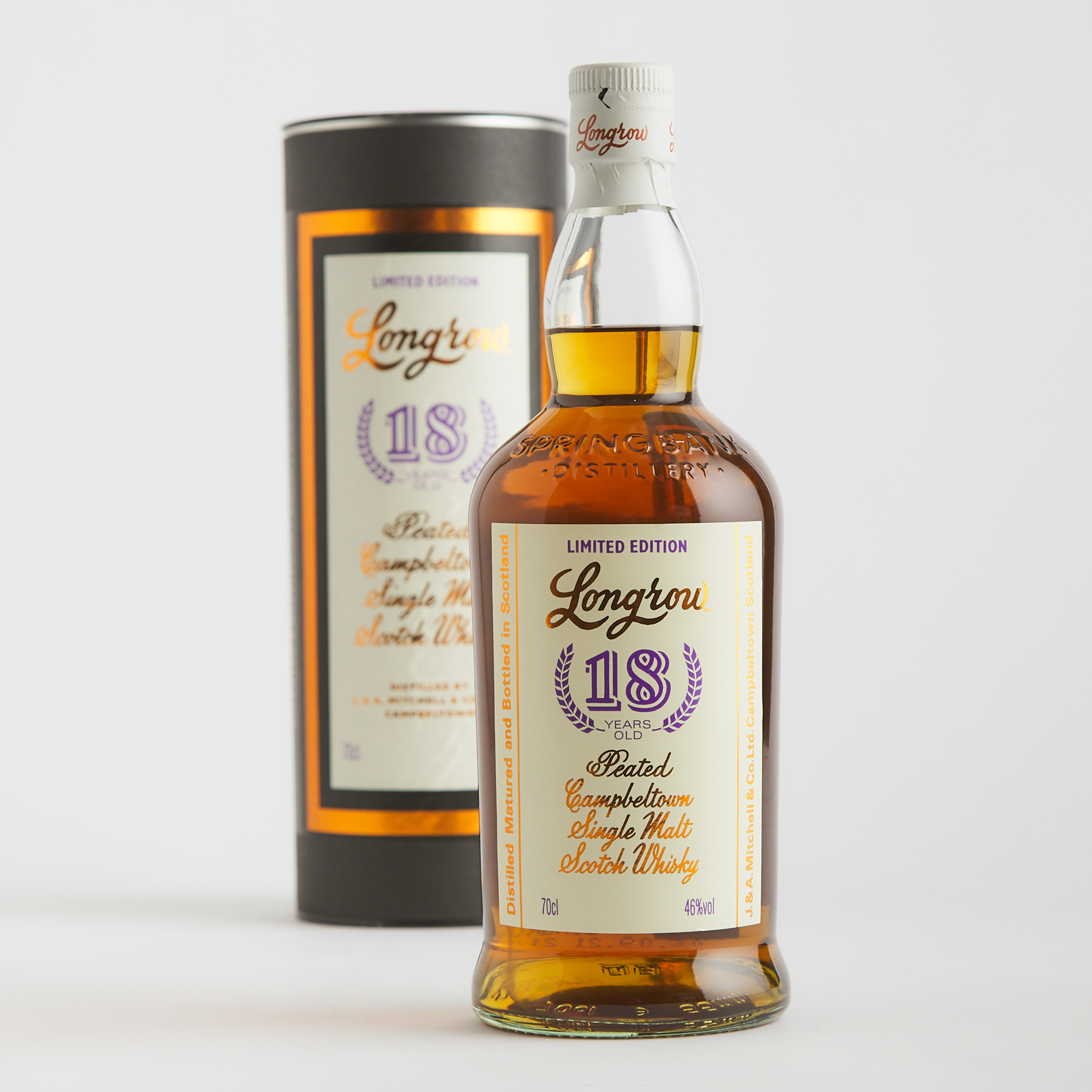 LONGROW PEATED CAMPBELTOWN SINGLE MALT SCOTCH WHISKY 18 YEARS (ONE 70 CL)