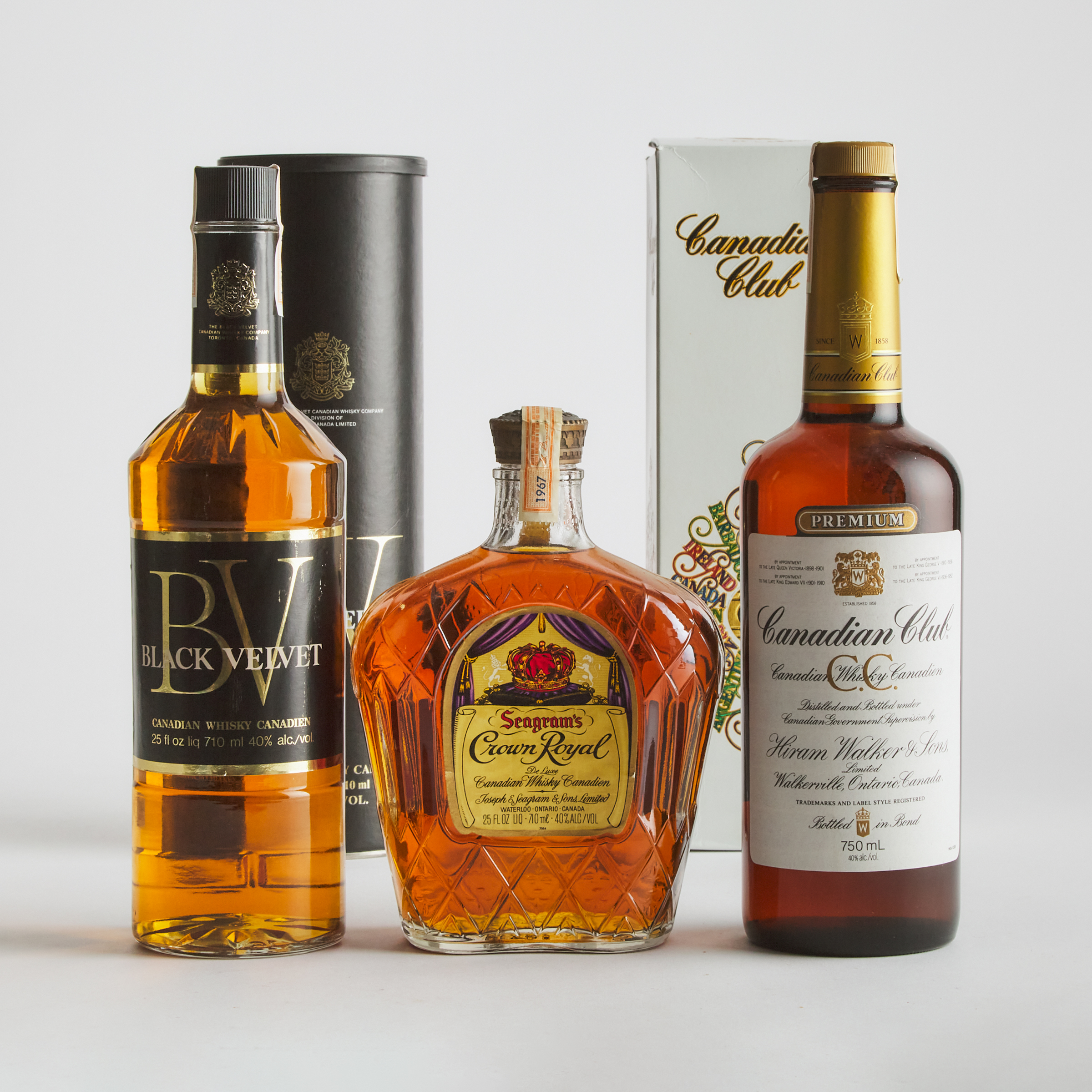 BLACK VELVET CANADIAN WHISKEY (ONE 710 ML)
CANADIAN CLUB CANADIAN WHISKY (ONE 750 ML)
CROWN ROYAL DELUXE CANADIAN WHISKY NAS (ONE 710 ML)