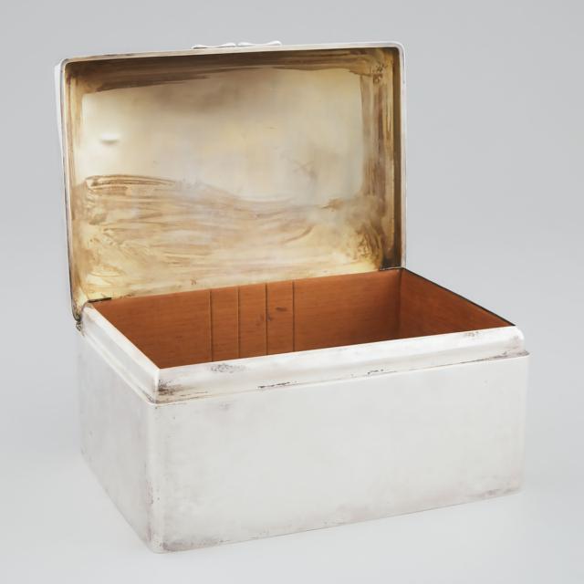 English Silver Rectangular Cigar Box, A. & J. Zimmerman, Birmingham, 1912