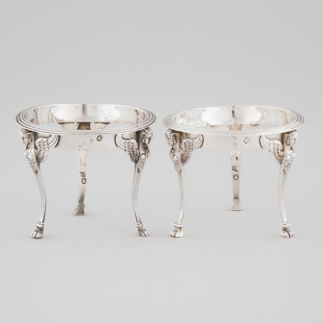 Pair of French Silver Open Salt Cellars, Paris, early 19th century