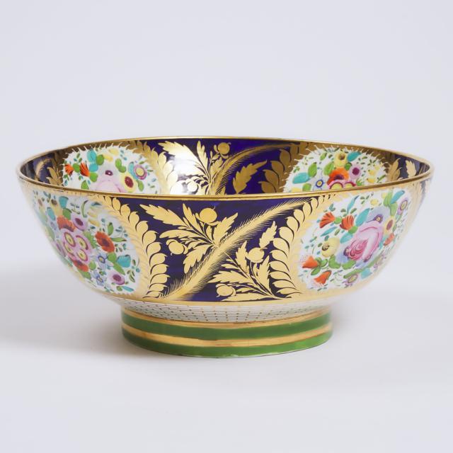 Minton Floral Paneled Punch Bowl, c.1820