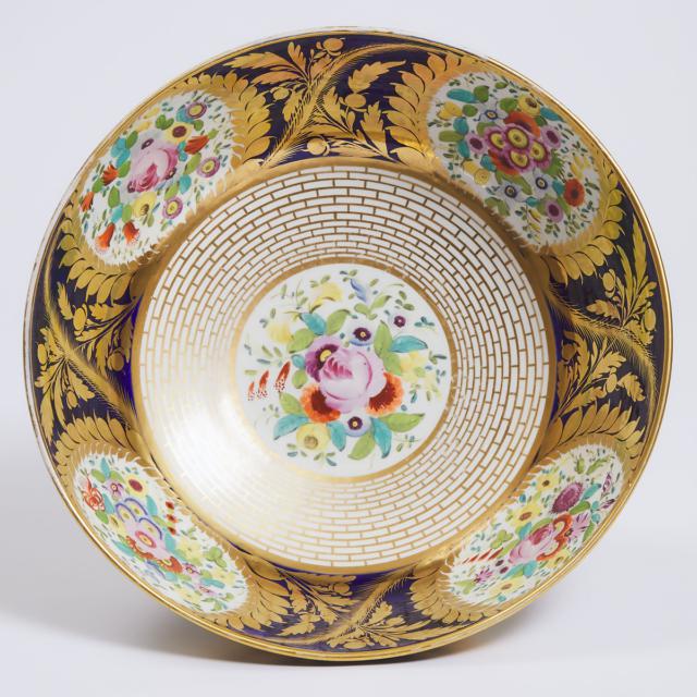 Minton Floral Paneled Punch Bowl, c.1820
