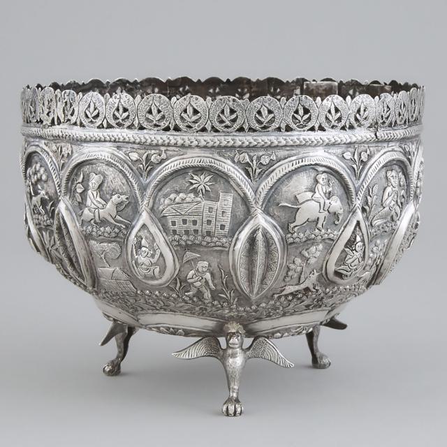 Indonesian Silver Three-Footed Bowl, late 19th century