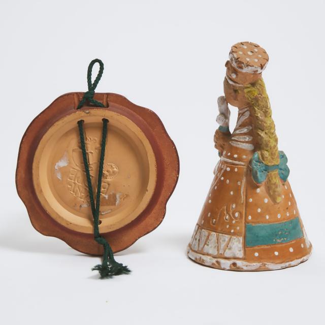 Margit Kovács Bell Shaped Figure of a Woman, Together with a Commemorative Medallion, 20th century