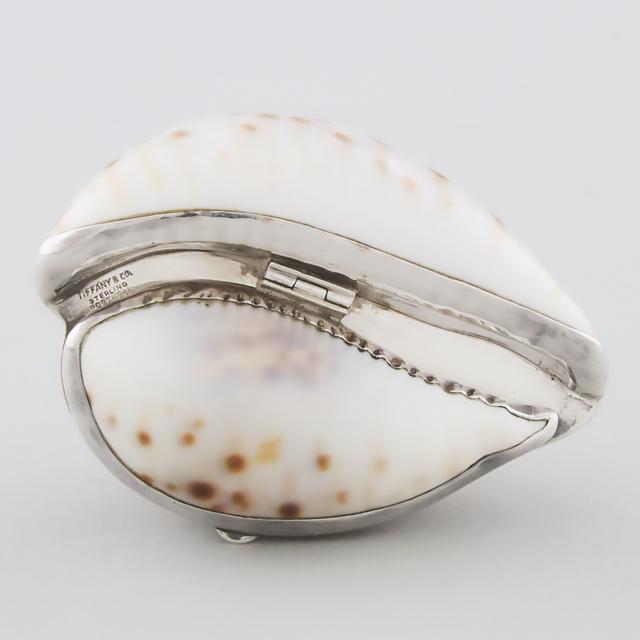 Portuguese Silver Mounted Cowrie Shell Snuff Box, for Tiffany & Co., 20th century
