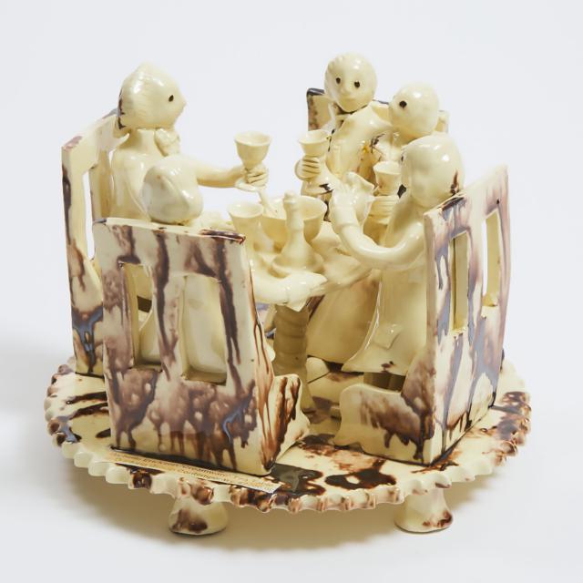 Michelle Erickson (American, b.1960), Staffordshire-Style Creamware Tea Table Group, 1990s