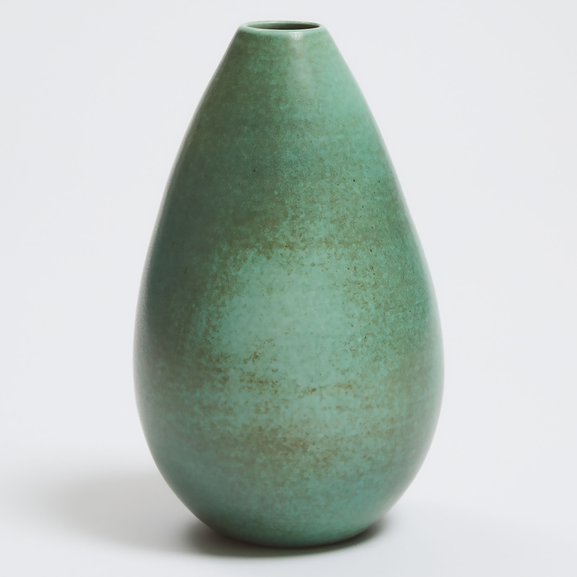 Deichmann Mottled Green Glazed Vase, Kjeld & Erica Deichmann, mid-20th century