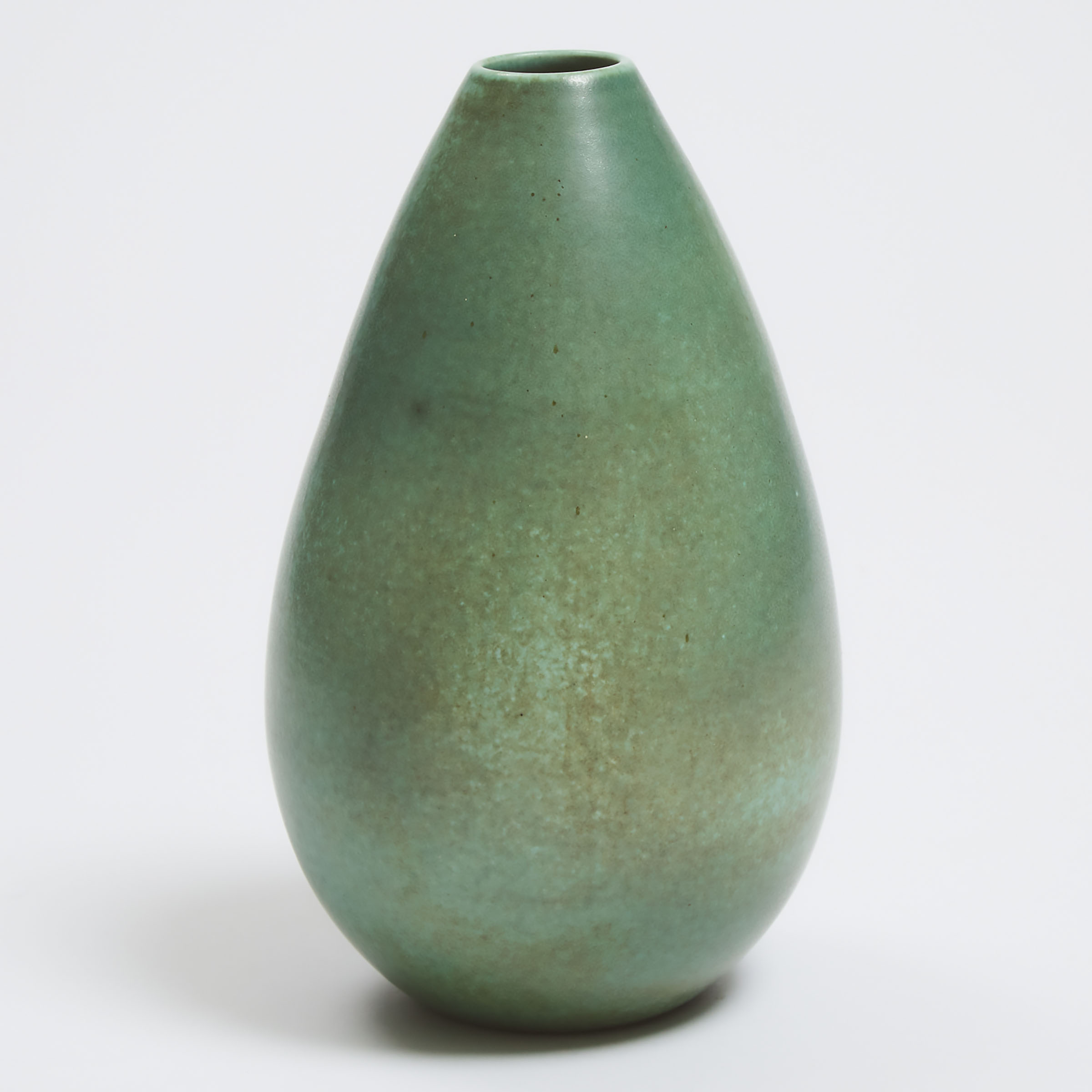 Deichmann Mottled Green Glazed Vase, Kjeld & Erica Deichmann, mid-20th century