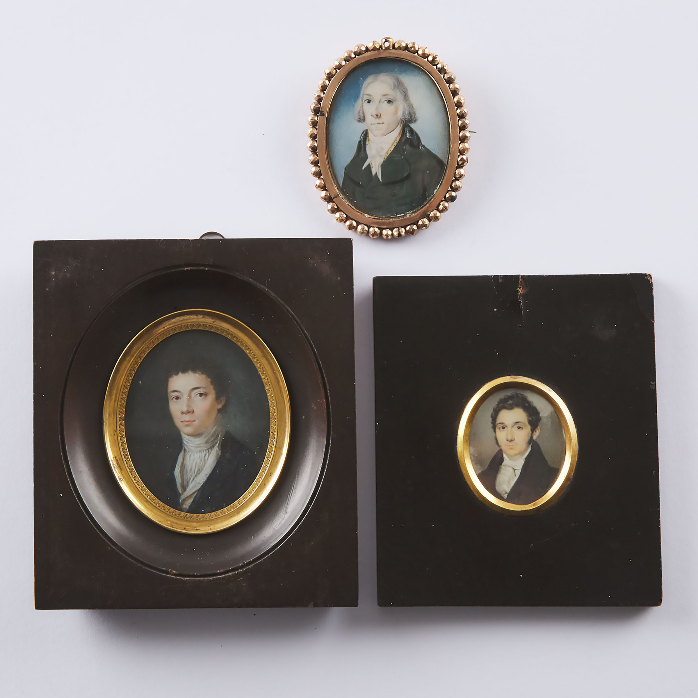 Three Portrait Miniatures of Gentlemen, late 18th/early 19th century